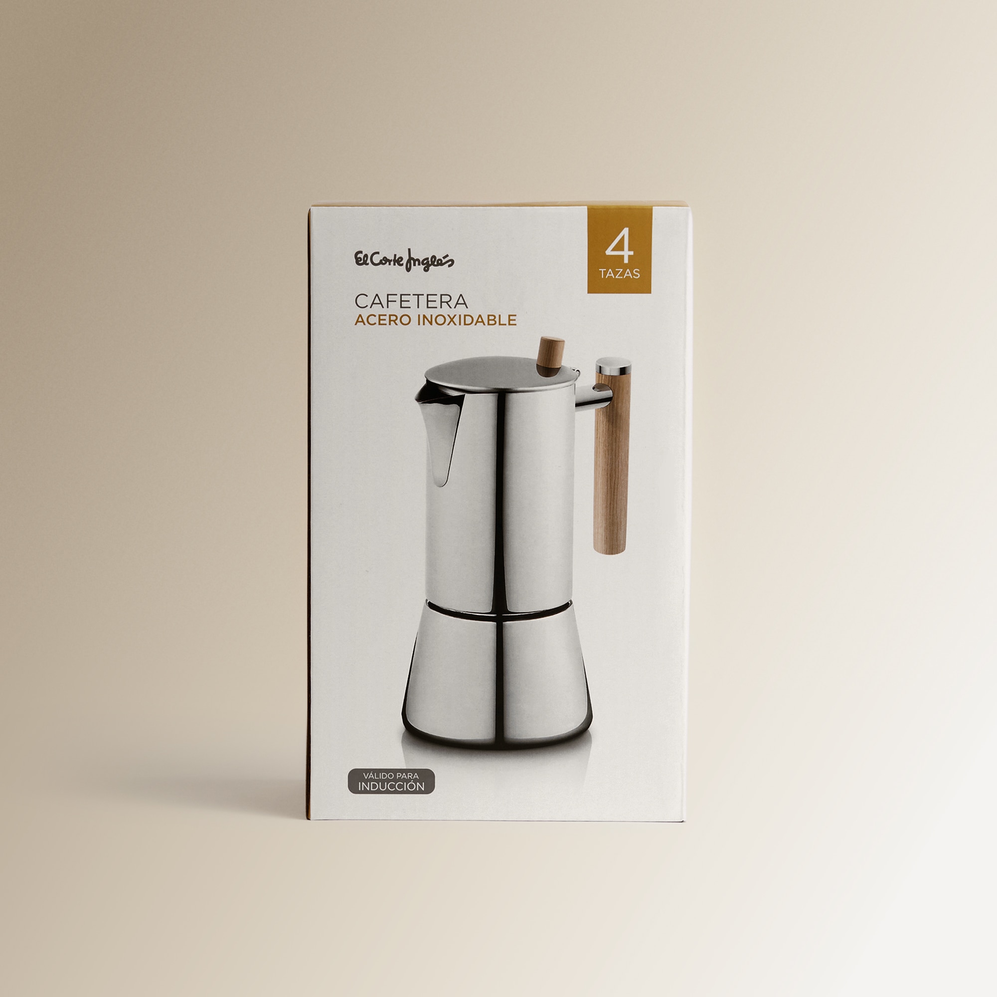 Cafeteira de aço inoxidável com pega de acácia Aço-6