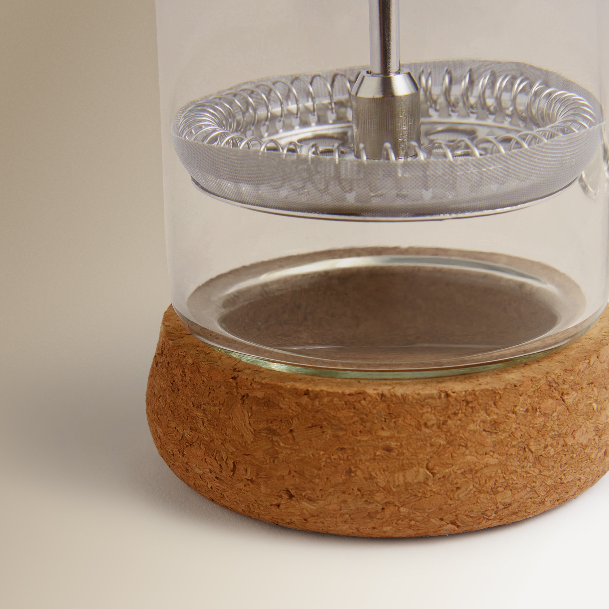 Cafeteira de êmbolo com base de cortiça Transparente-3