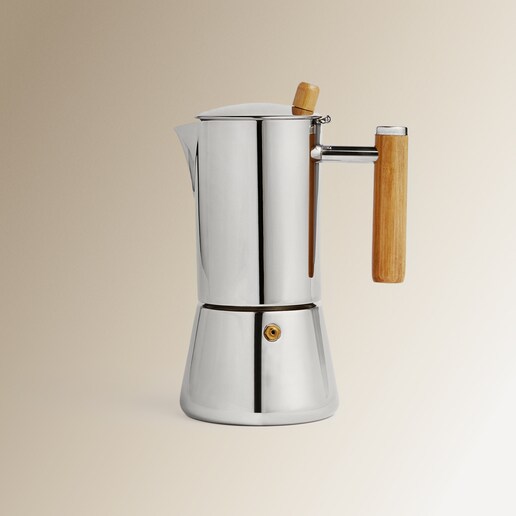 Cafetera de acero inoxidable con bambú El Corte Inglés