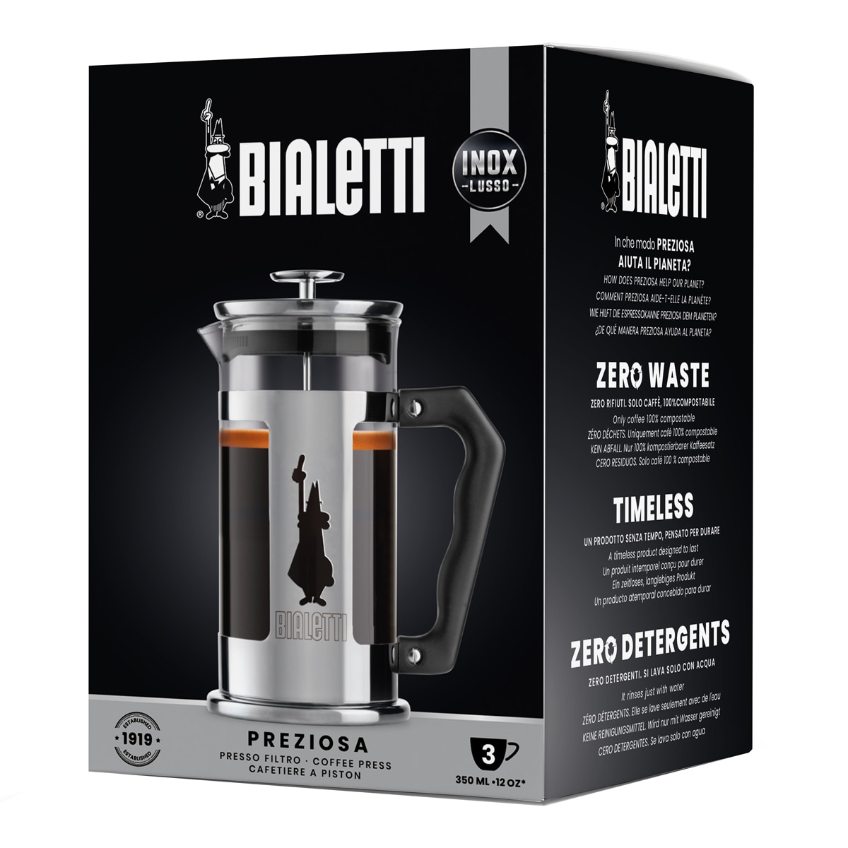 Cafeteira com Êmbolo em Aço Inoxidável Preto-2