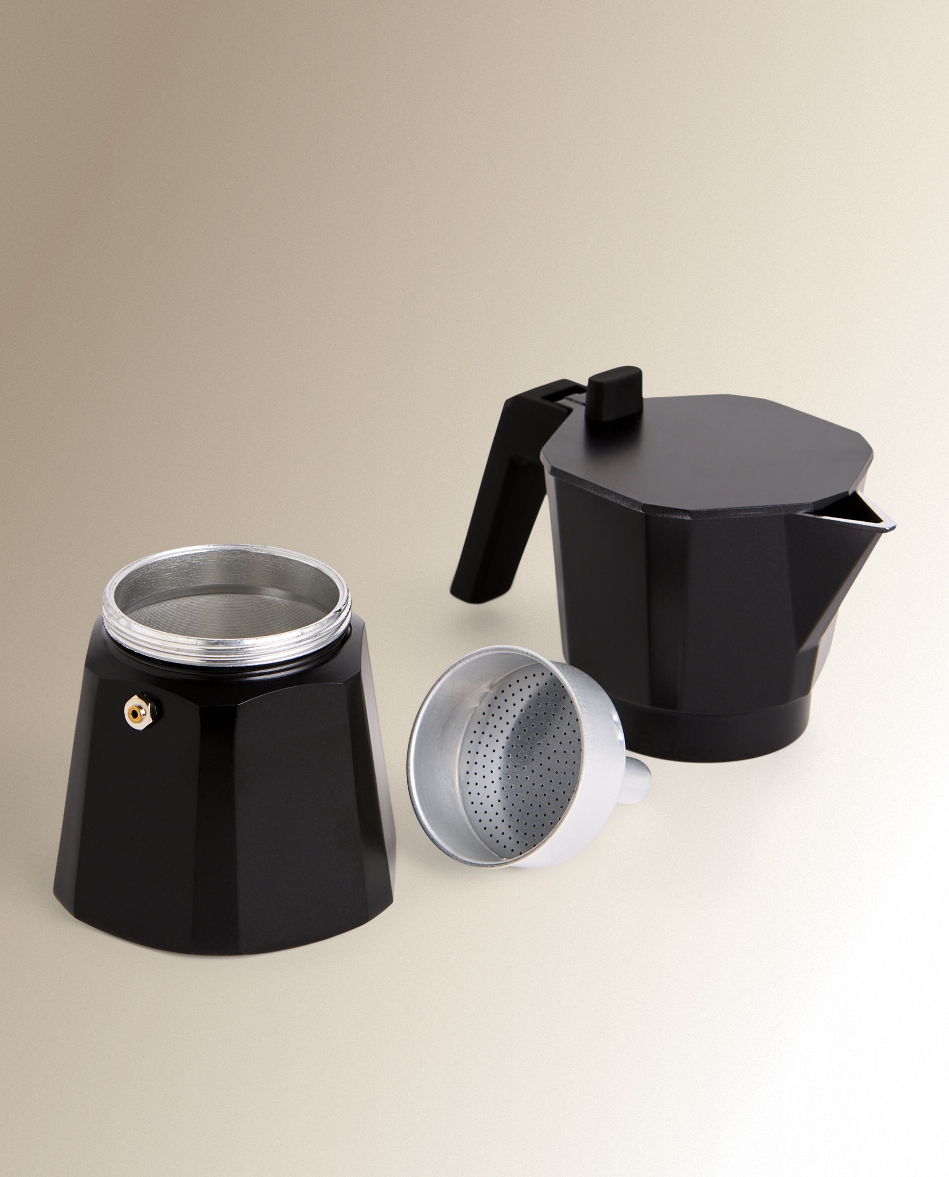 Cafetera italiana de aluminio Facetada - Negro 6 Tazas Negro-3