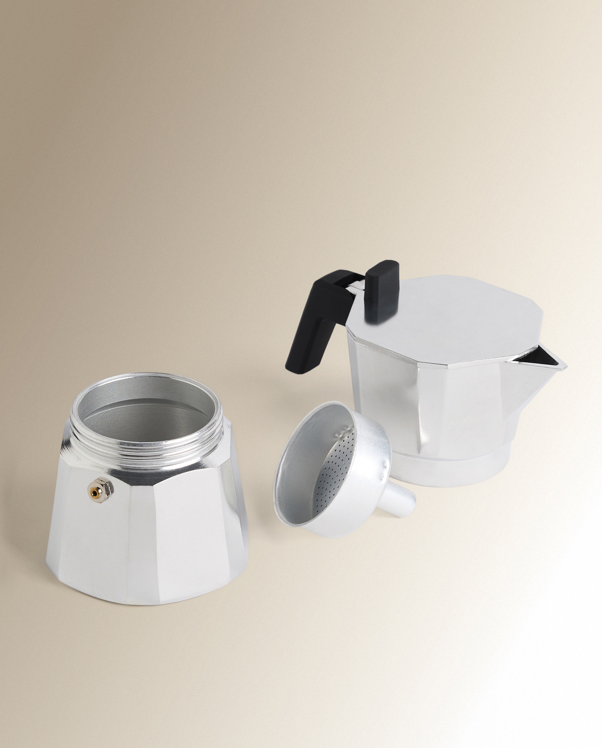 Cafetera italiana de aluminio Facetada - Gris 3 Tazas Gris-3