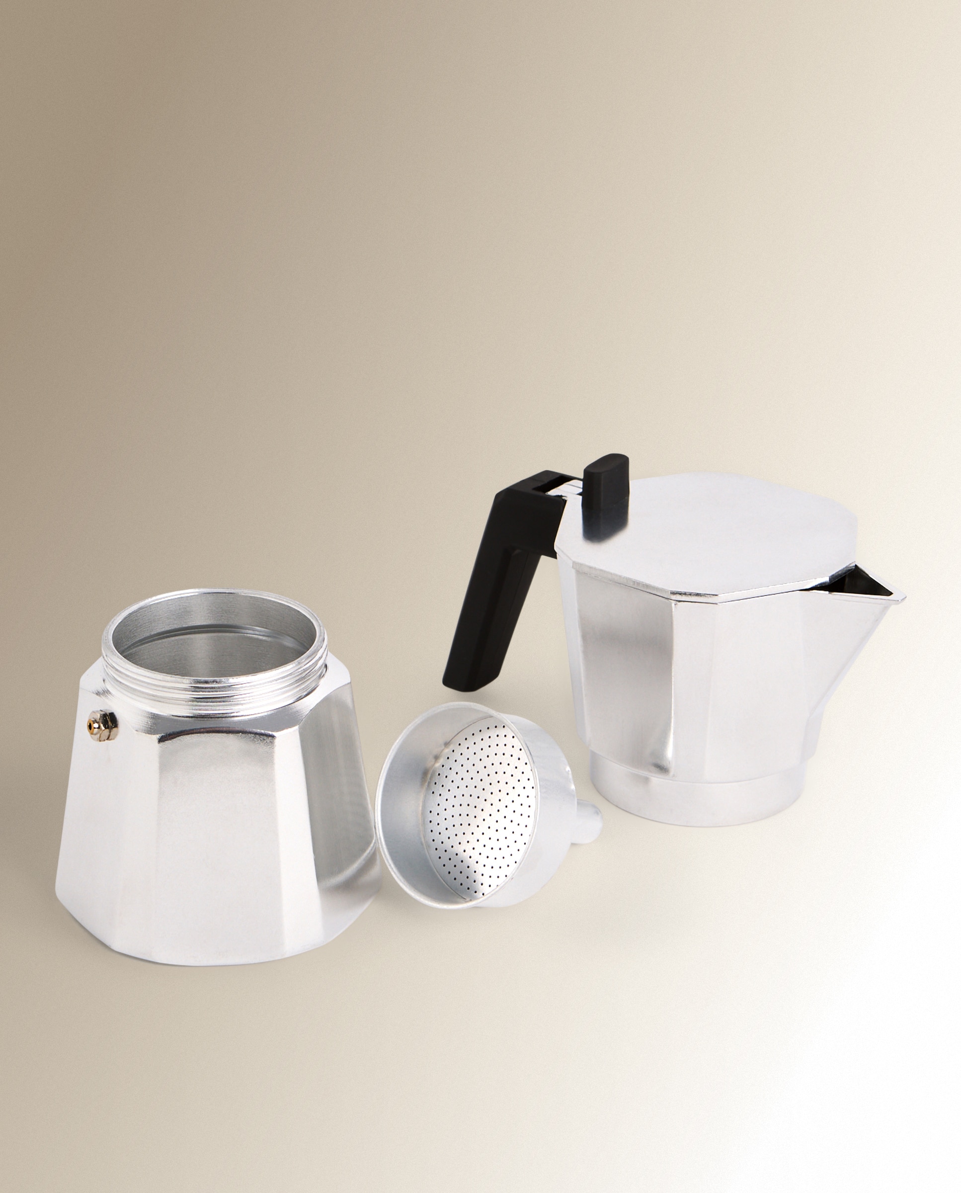 Cafetera italiana de aluminio Facetada - Gris 6 Tazas Gris-3