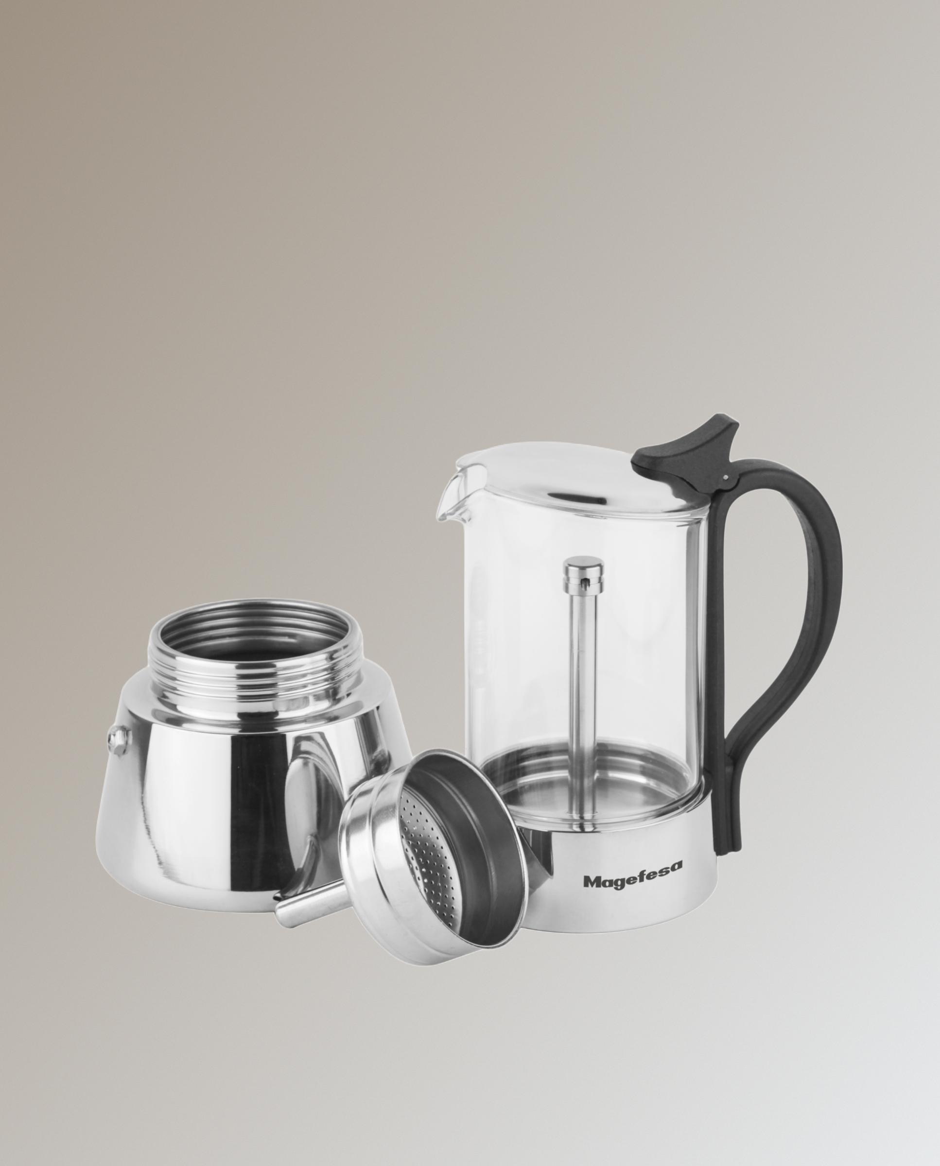 Cafetera de vidrio tenplado y acero inoxidable 4 tzas GUINEA Acero brillo-2