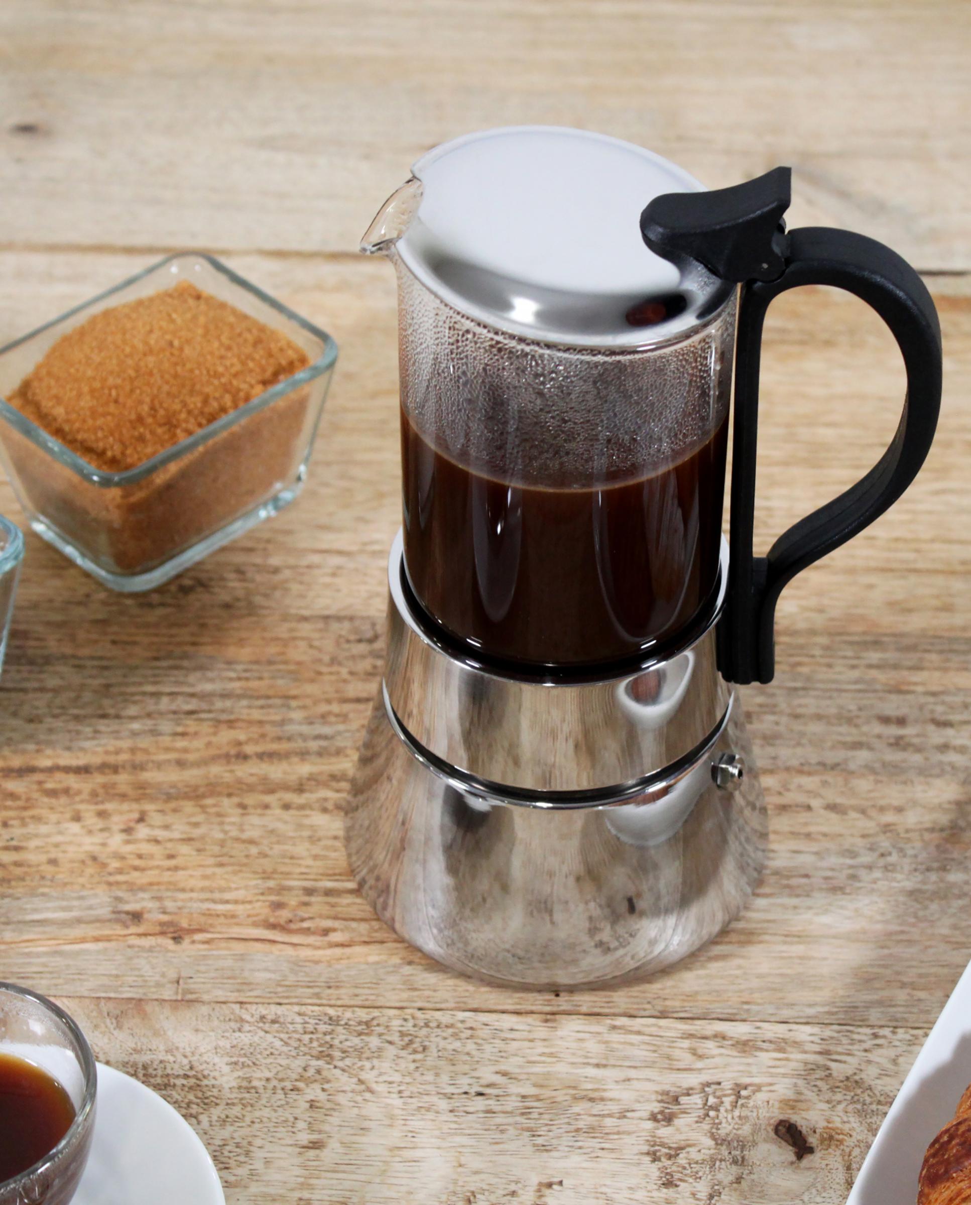 Cafetera de vidrio tenplado y acero inoxidable 4 tzas GUINEA Acero brillo-5