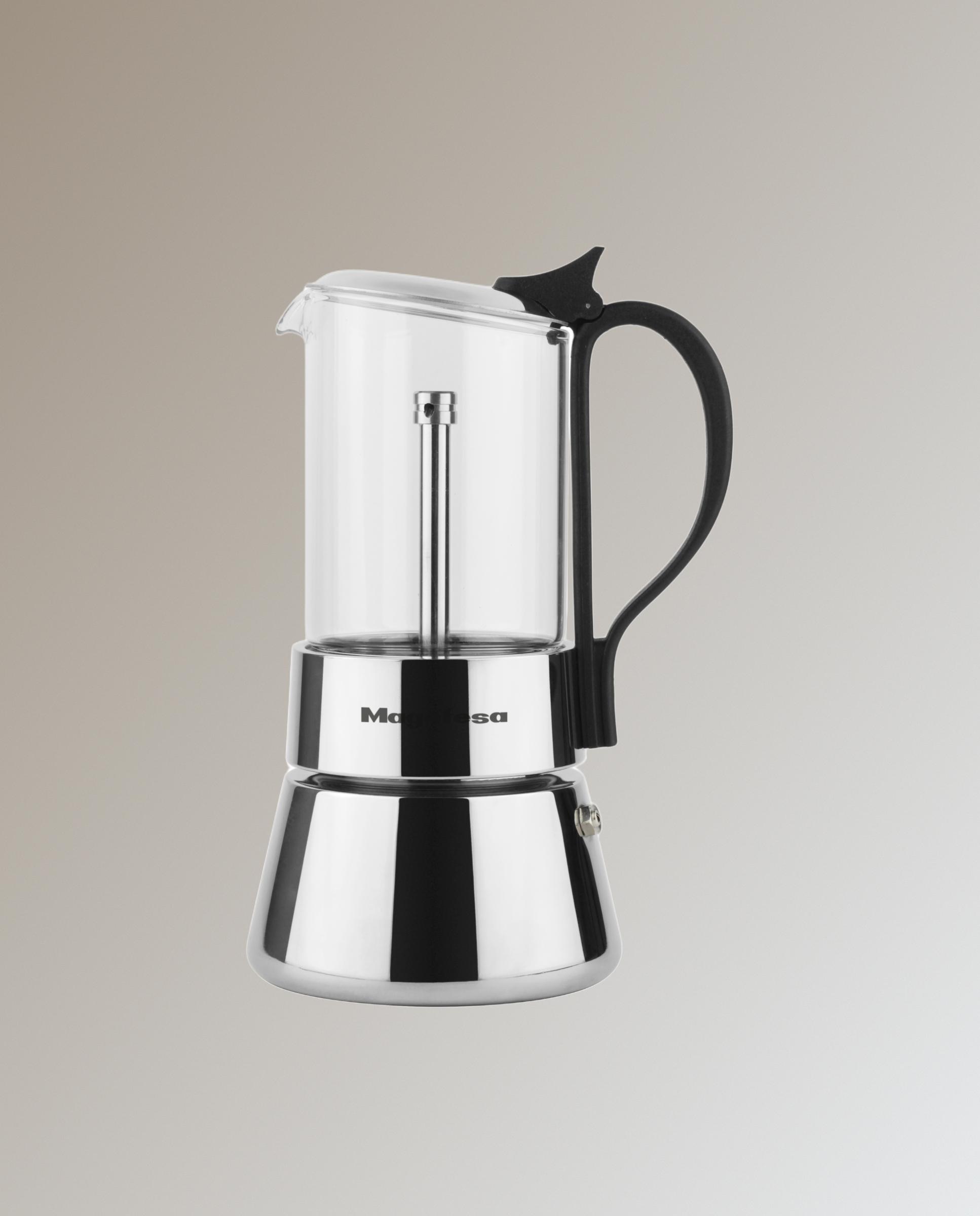 Imagen 0 de Cafetera de vidrio tenplado y acero inoxidable 6 tzas GUINEA