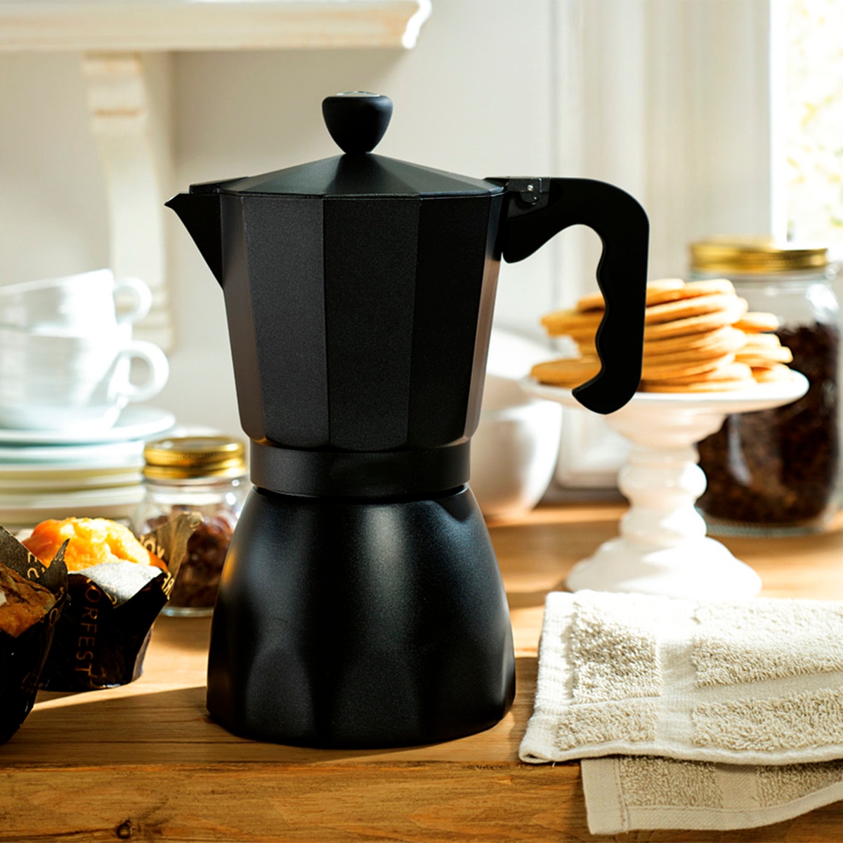 Cafetera italiana de aluminio para vitrocerámica El Corte Inglés Negro-2