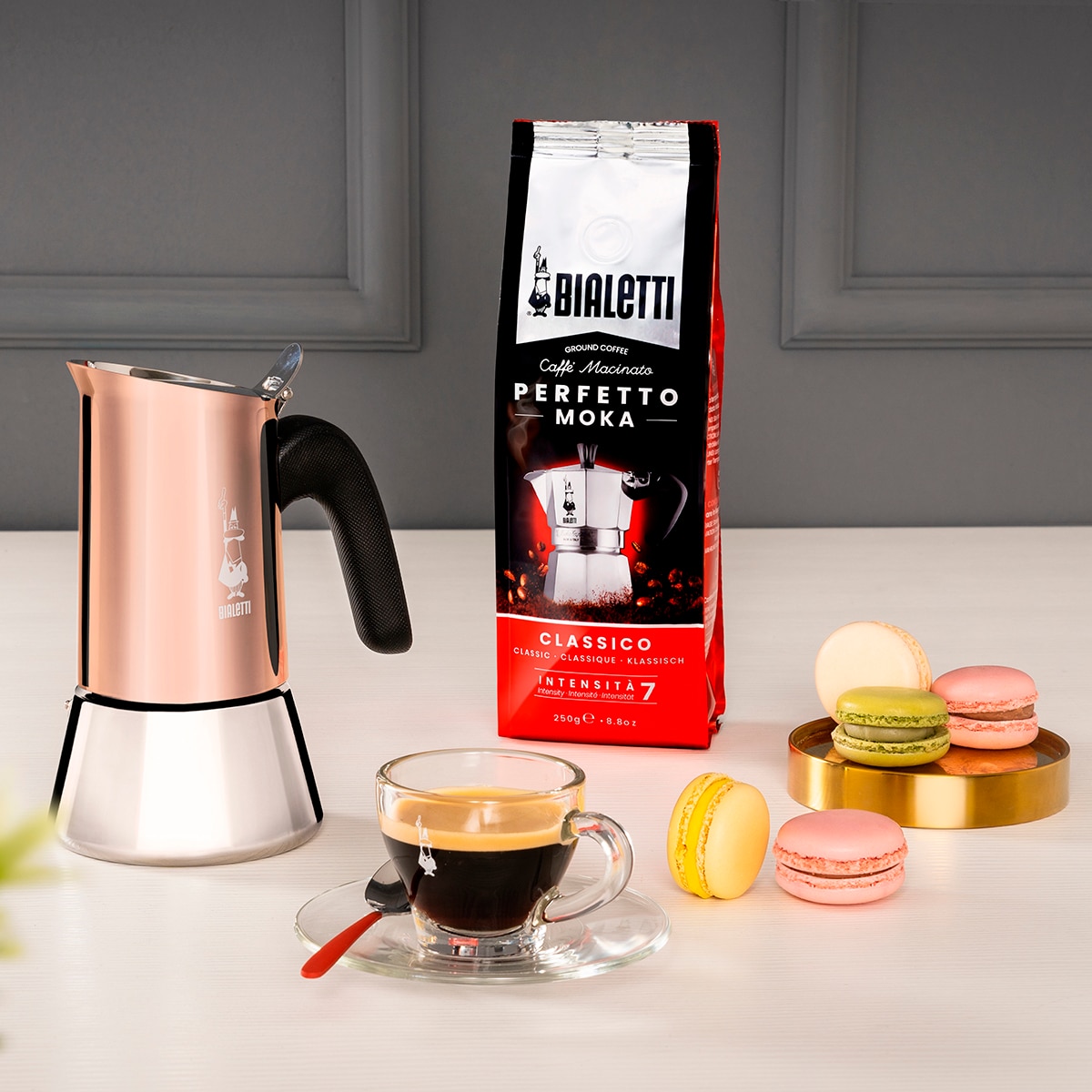 Cafeteira italiana de aço cor de cobre Venus Cobre-2