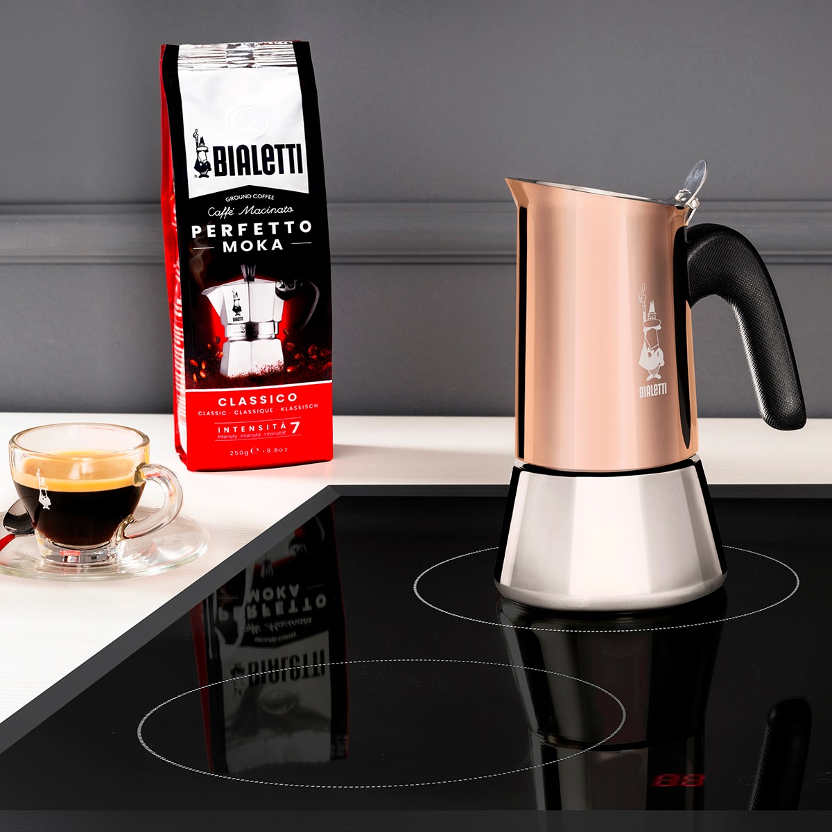 Cafeteira italiana de aço cor de cobre Venus Cobre-4
