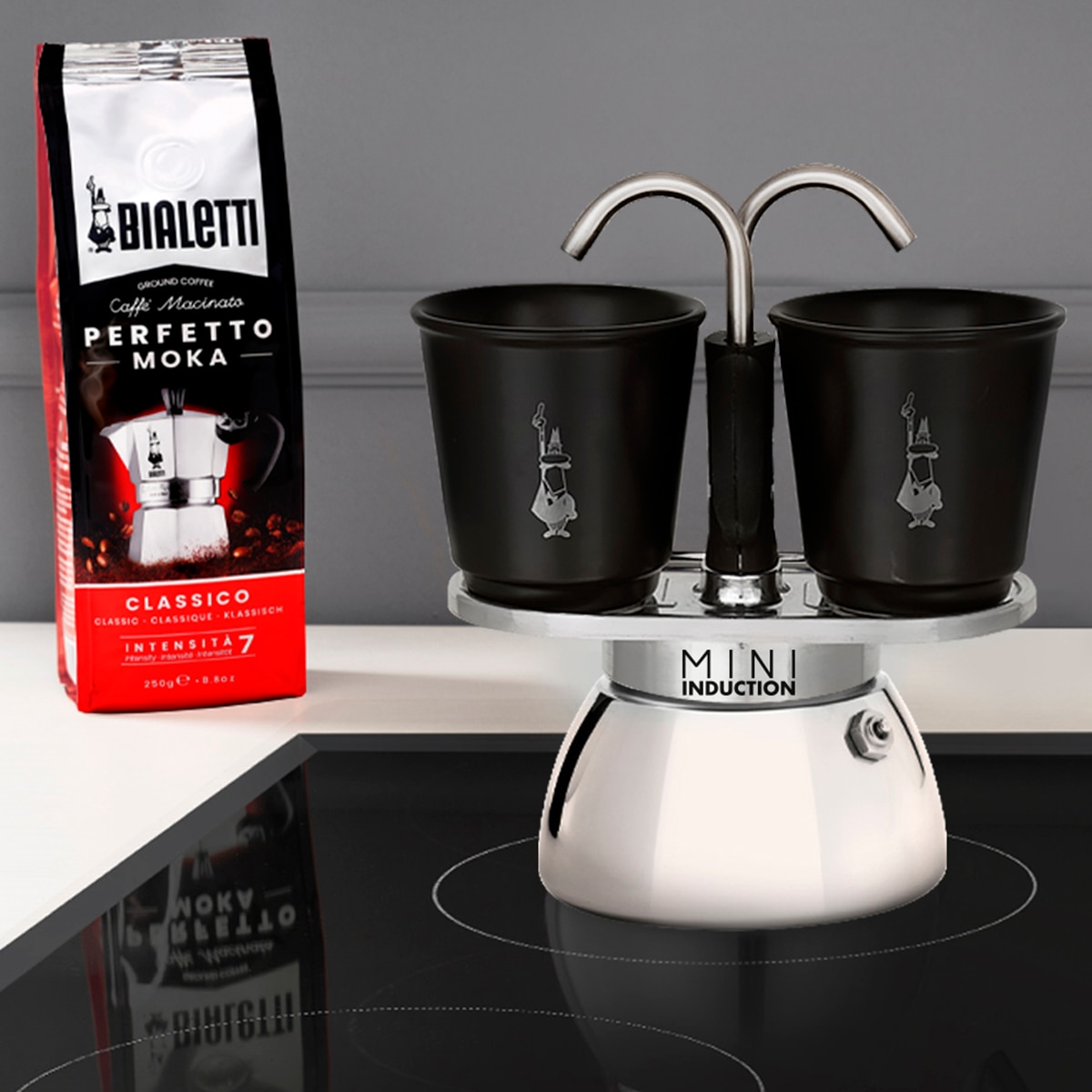Máquina de Café Mini Express Induction com 2 Chávenas Cinzento-3