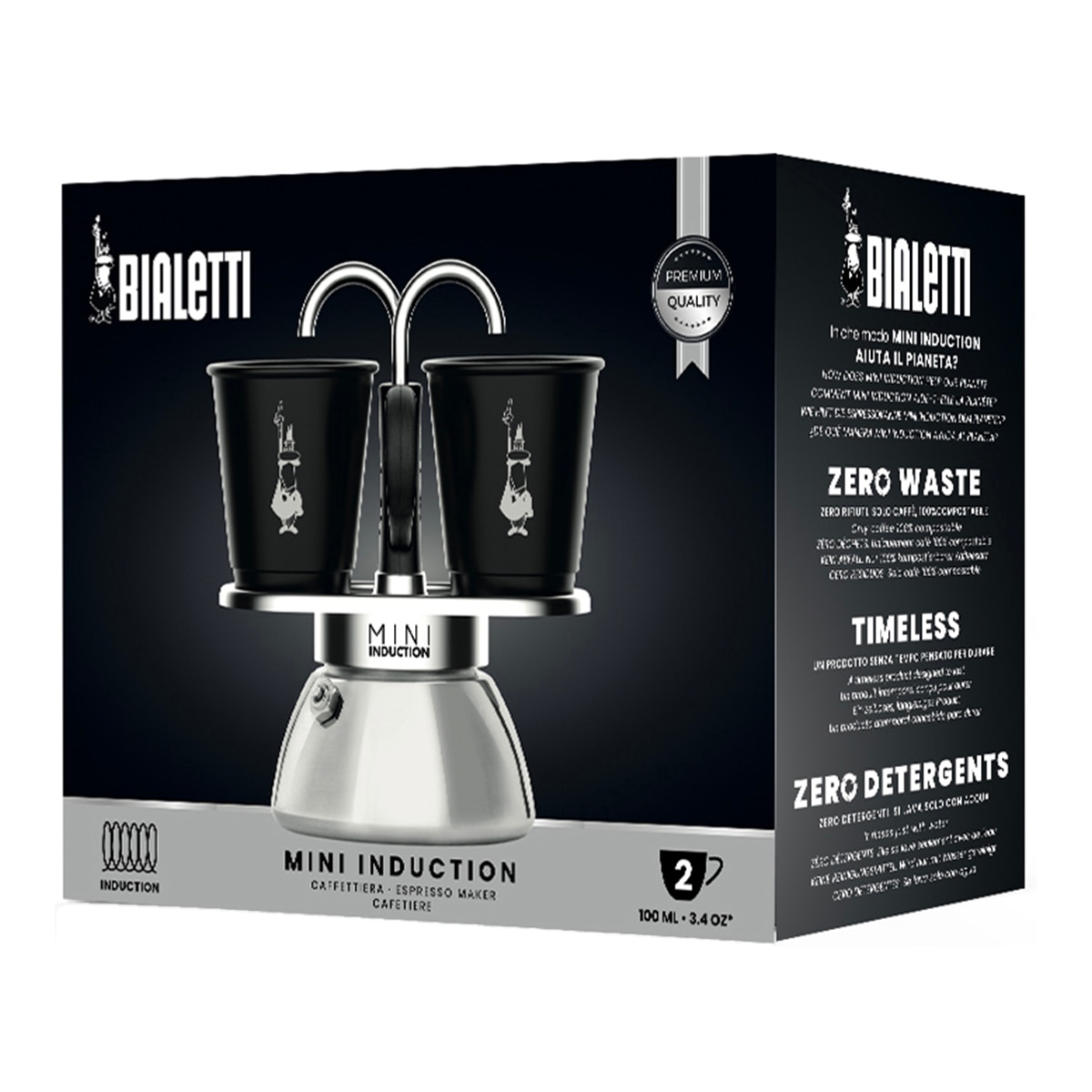 Máquina de Café Mini Express Induction com 2 Chávenas Cinzento-4