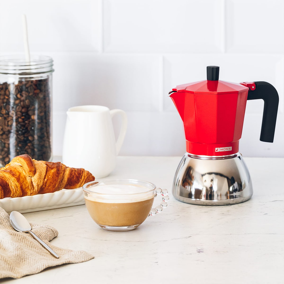 Cafetera exprés Induction Inox Monix Rojo-7