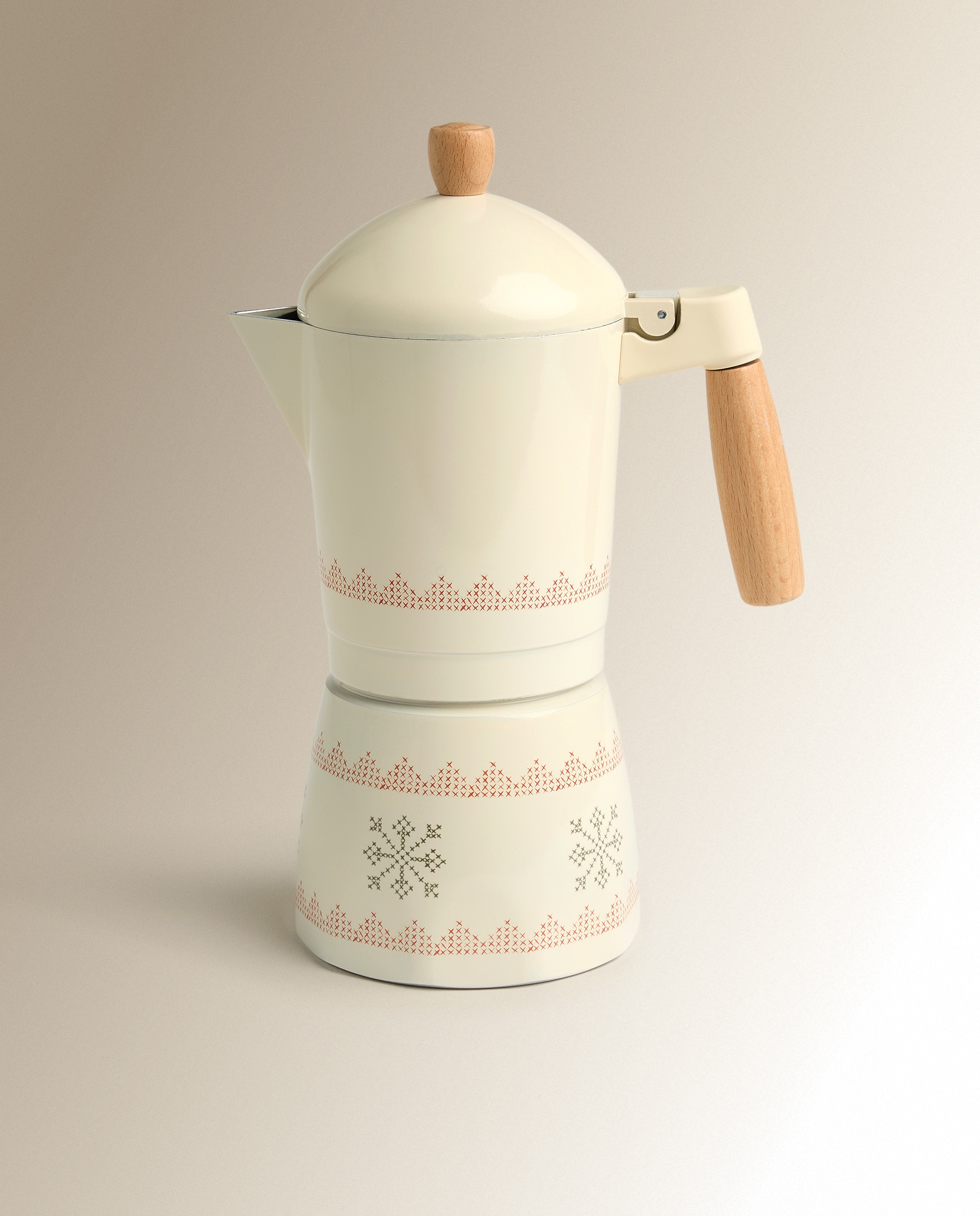 Cafetera italiana de aluminio Punto de cruz - Blanco Blanco-1