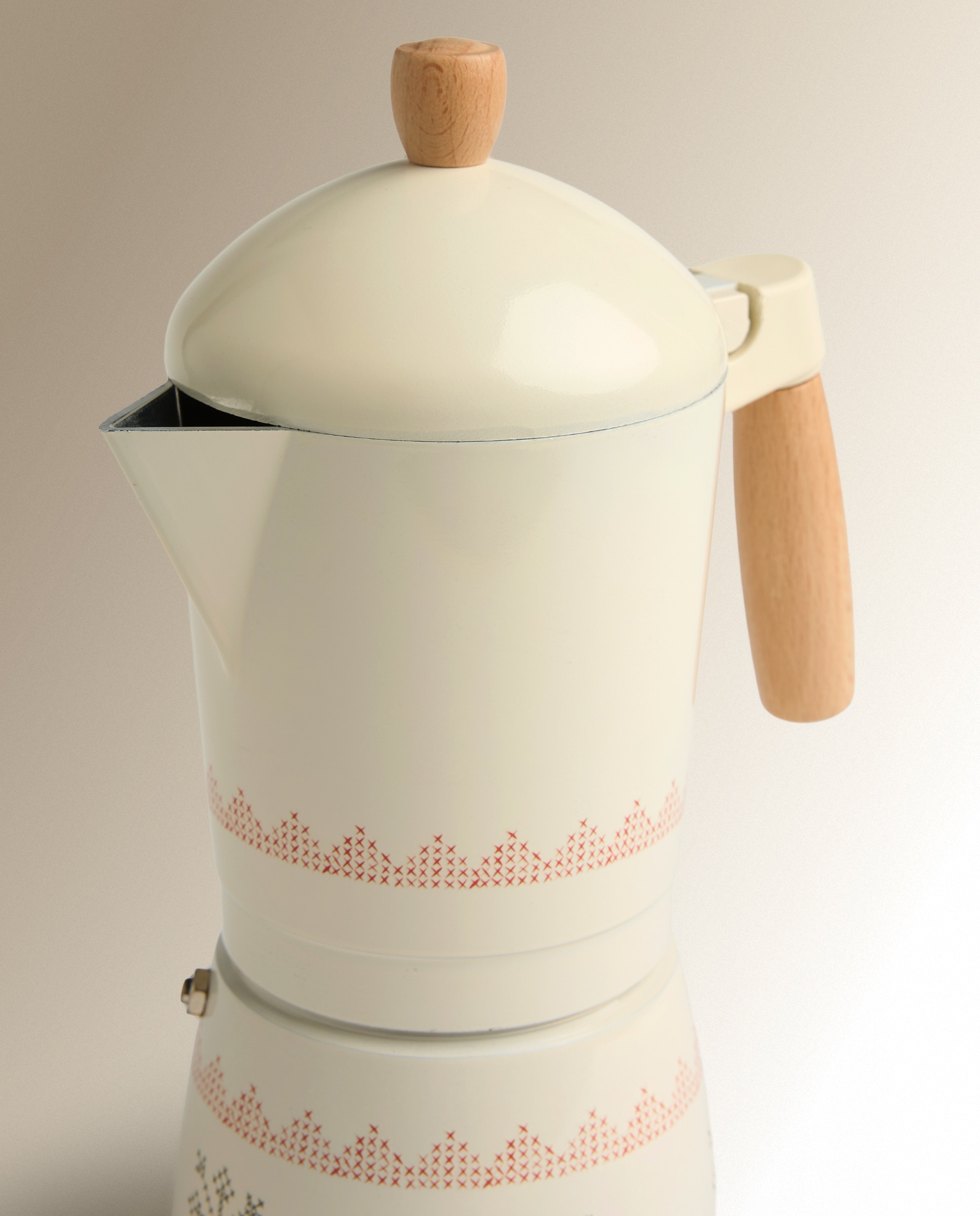 Cafetera italiana de aluminio Punto de cruz - Blanco Blanco-2