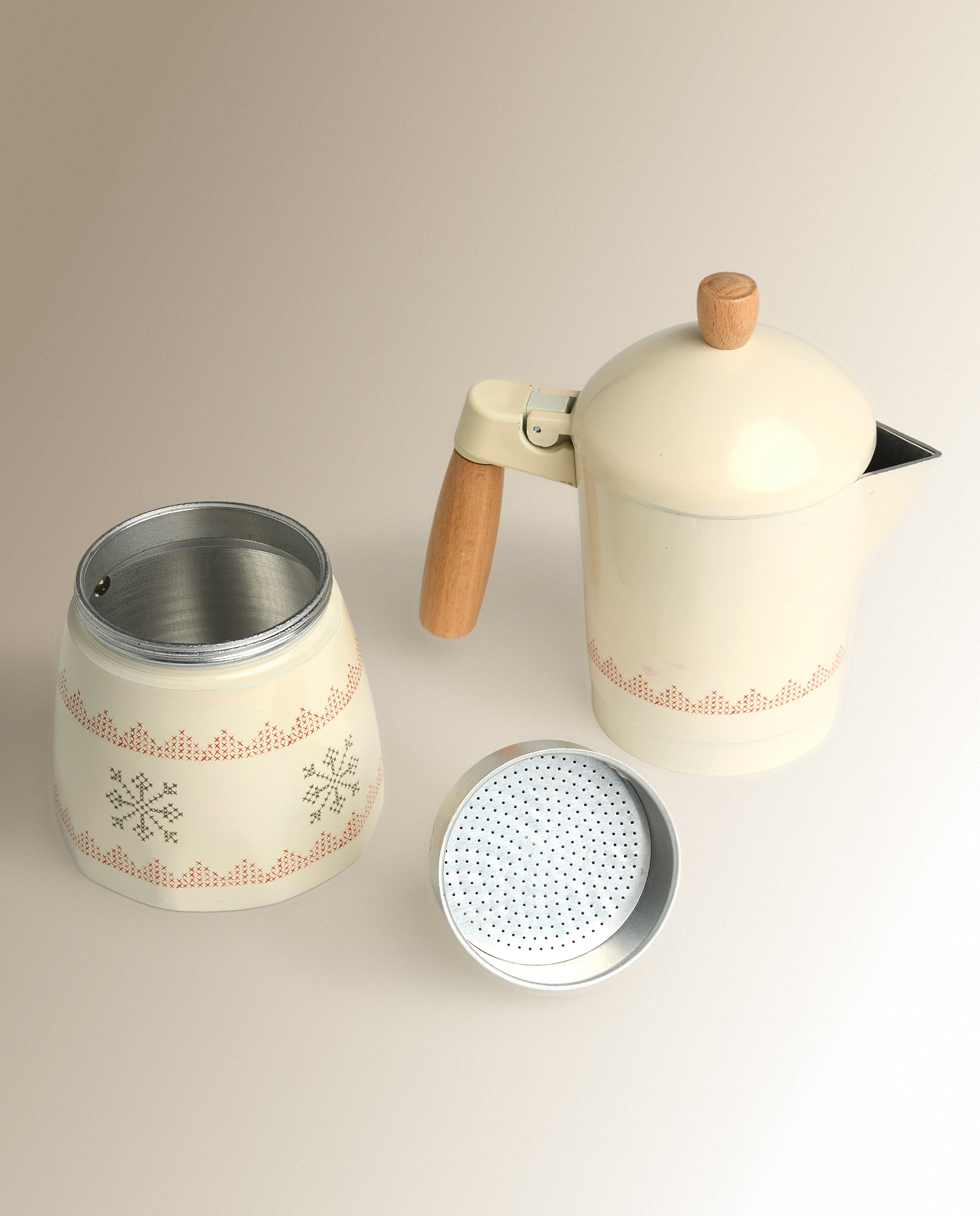 Cafetera italiana de aluminio Punto de cruz - Blanco Blanco-3