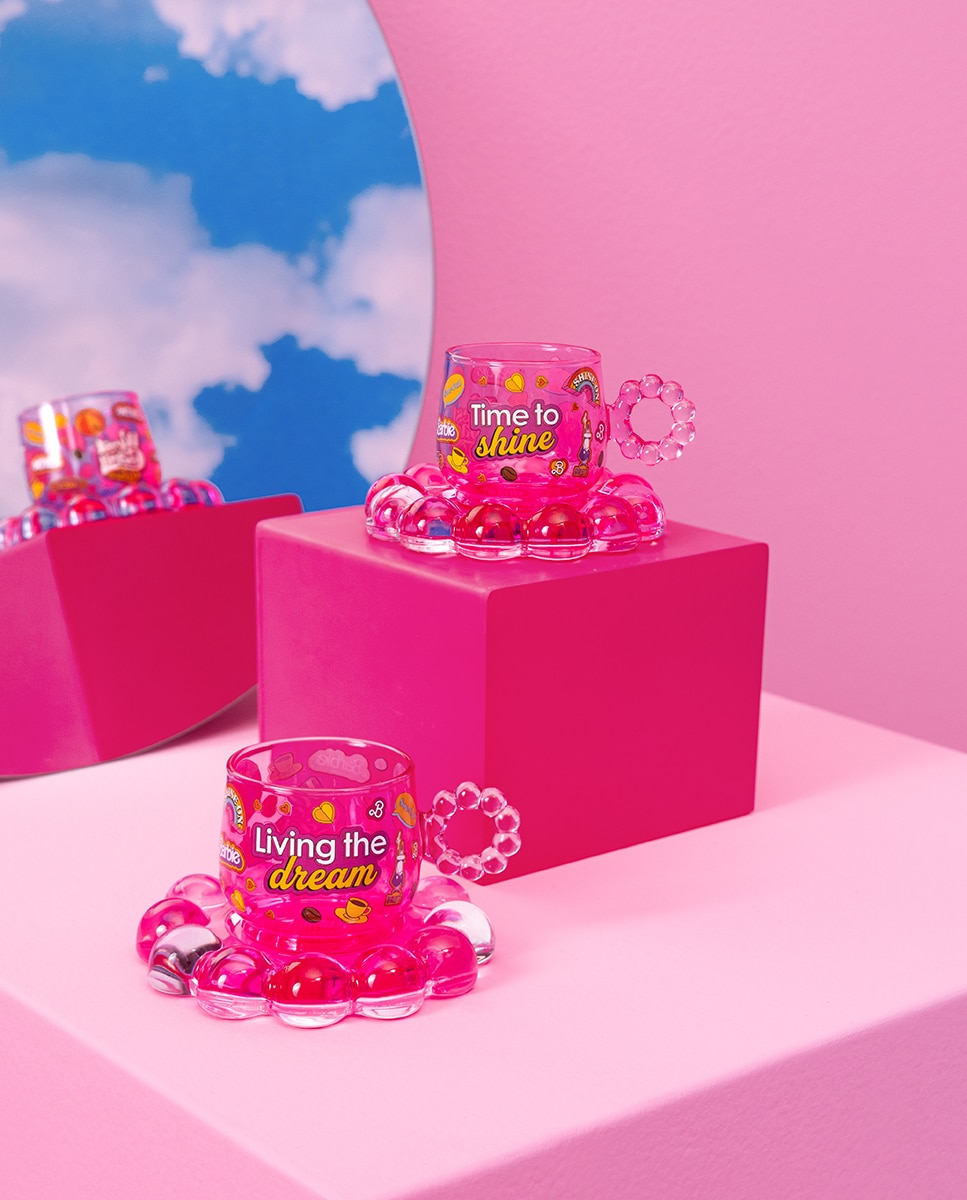 Set de 2 tazas de café con plato Barbie Bialetti - Rosa Rosa-2