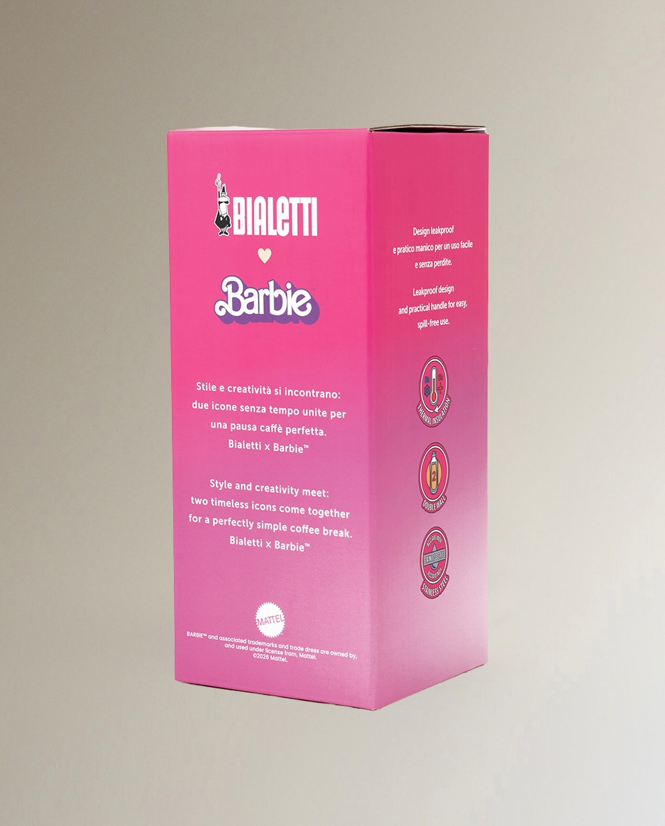 Botella con 2 tapas Barbie Bialetti - Rosa Rosa-3