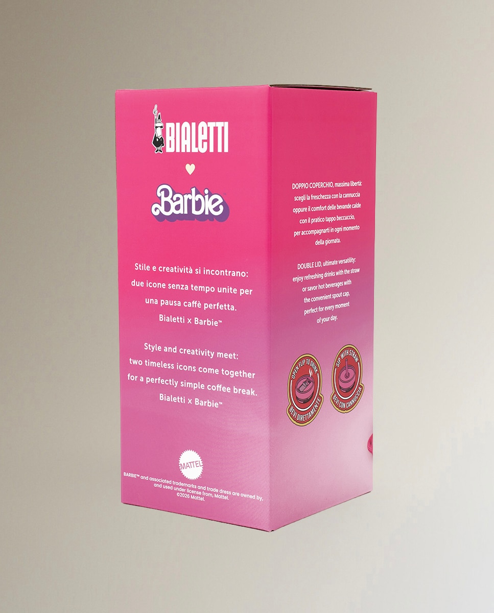 Tumbler con 2 tapas Barbie Bialetti - Rosa Rosa-3