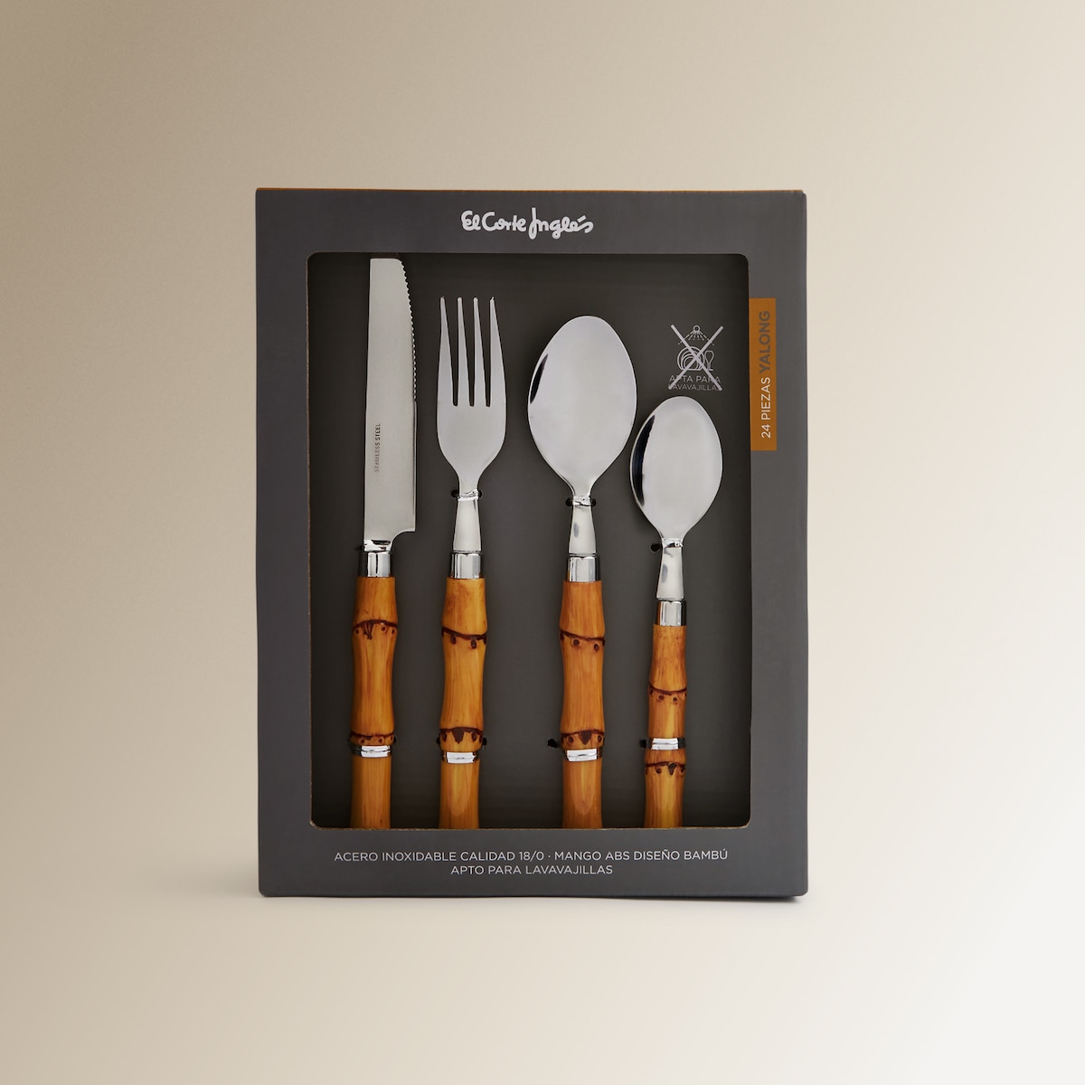 Cubertería de 24 piezas Yalong El Corte Inglés Natural-7