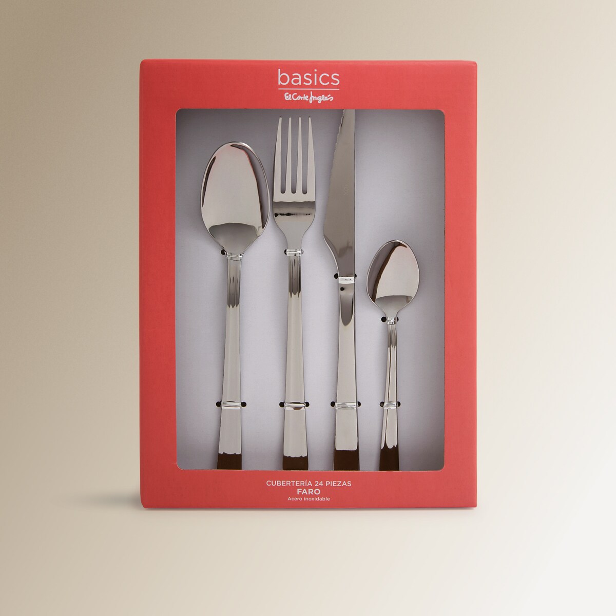 Cubertería de 24 piezas Faro Basics El Corte Inglés Acero-7