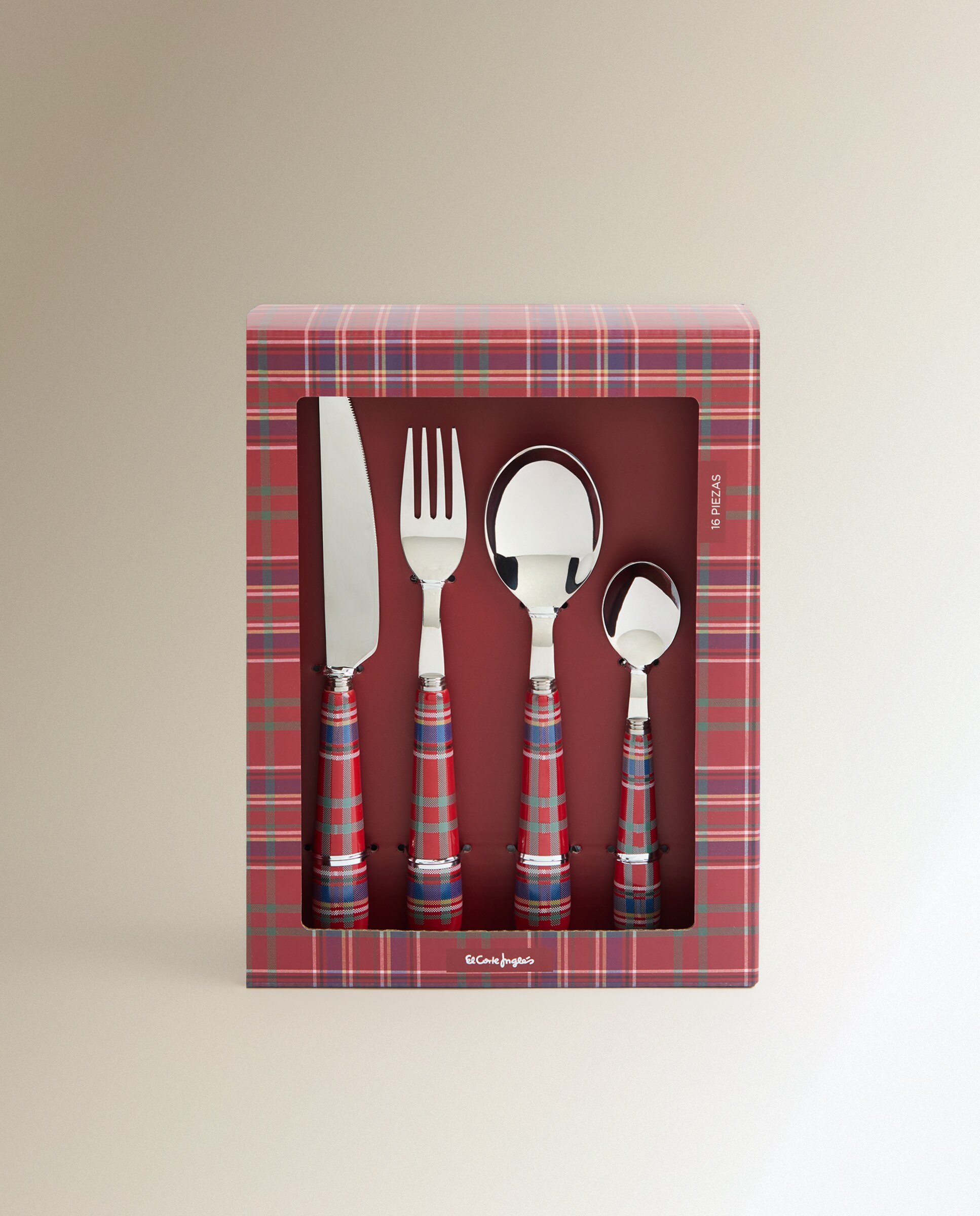 Conjunto de 16 Talheres Fabricados em Aço Inox 18/10 com Cabo de Cerâmica Decorado Vermelho-7