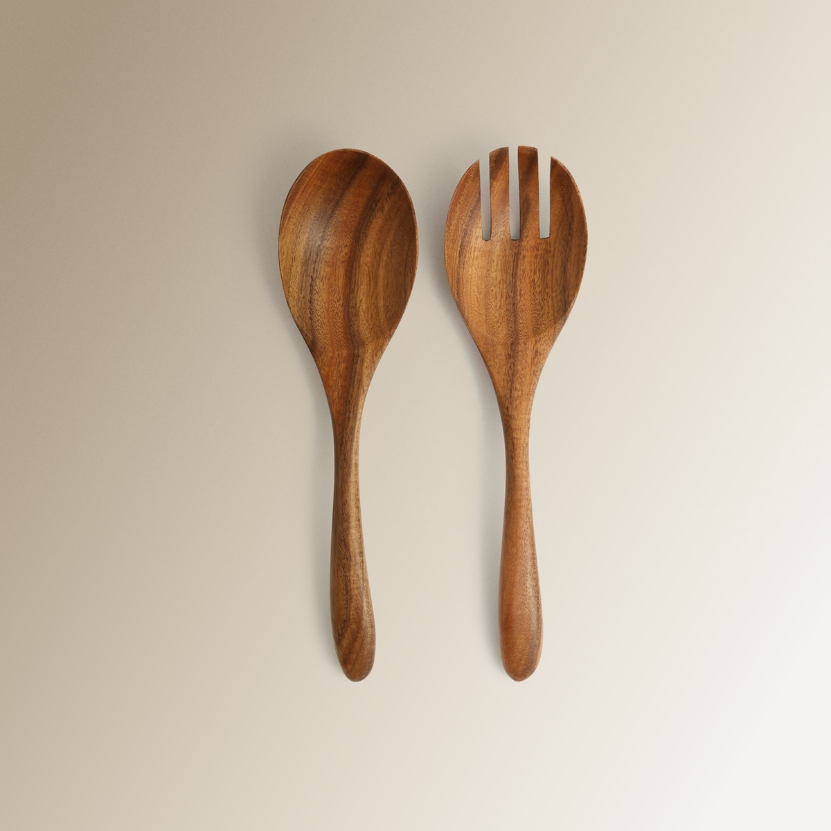 Juego de madera de acacia para servir ensaladas Alaior El Corte Inglés Marrón-1