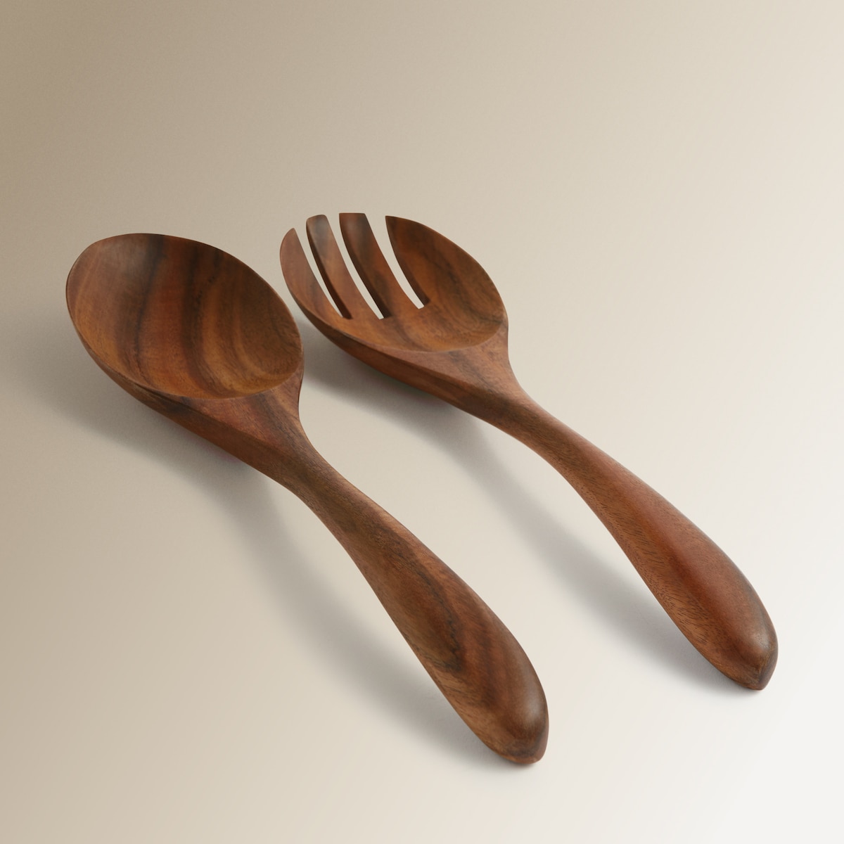 Juego de madera de acacia para servir ensaladas Alaior El Corte Inglés Marrón-4