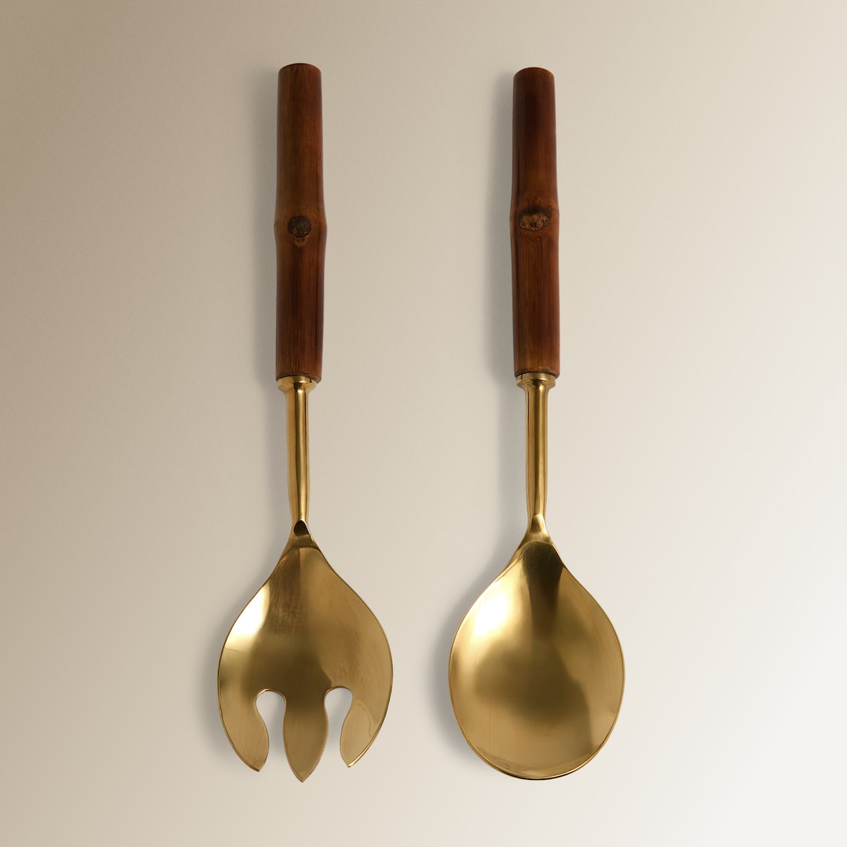 Conjunto para Servir Saladas de Bambu Mombasa Dourado-1