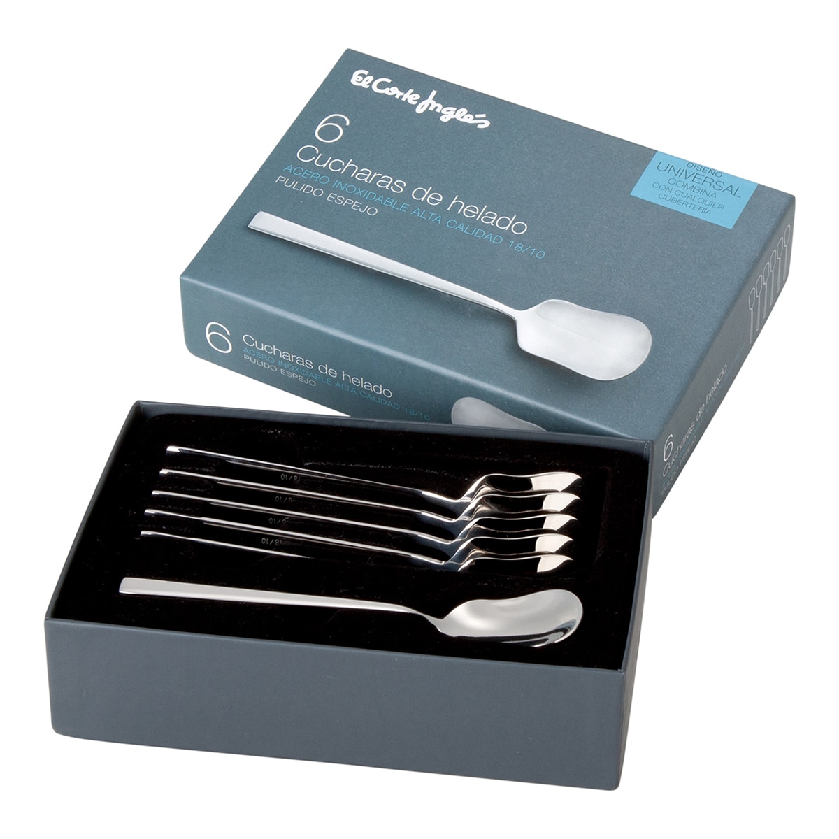 Conjunto de 6 colheres para gelado Universal Aço-2