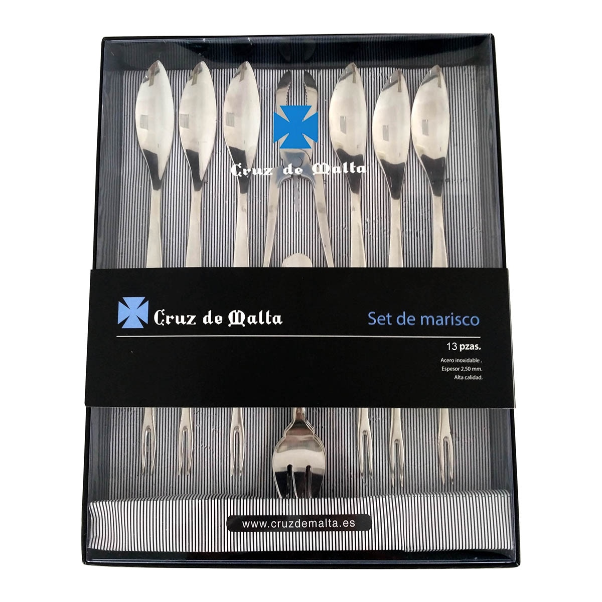 Conjunto de 13 peças para marisco e ostras Cruz de Malta Aço-5