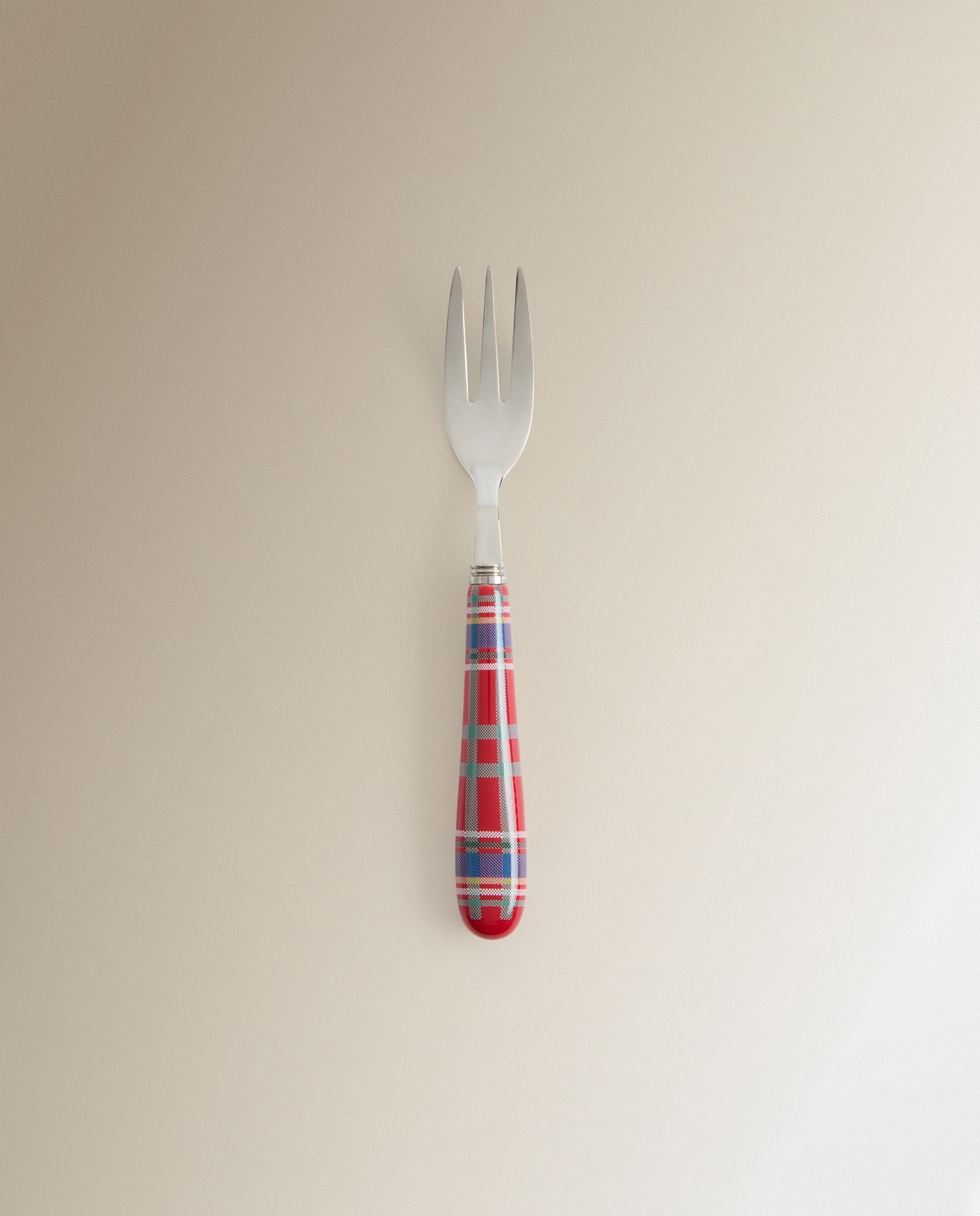 Conjunto de 4 Garfos de Sobremesa em Aço inox. 18/10 e Cabo de Cerâmica Decorado Vermelho-3