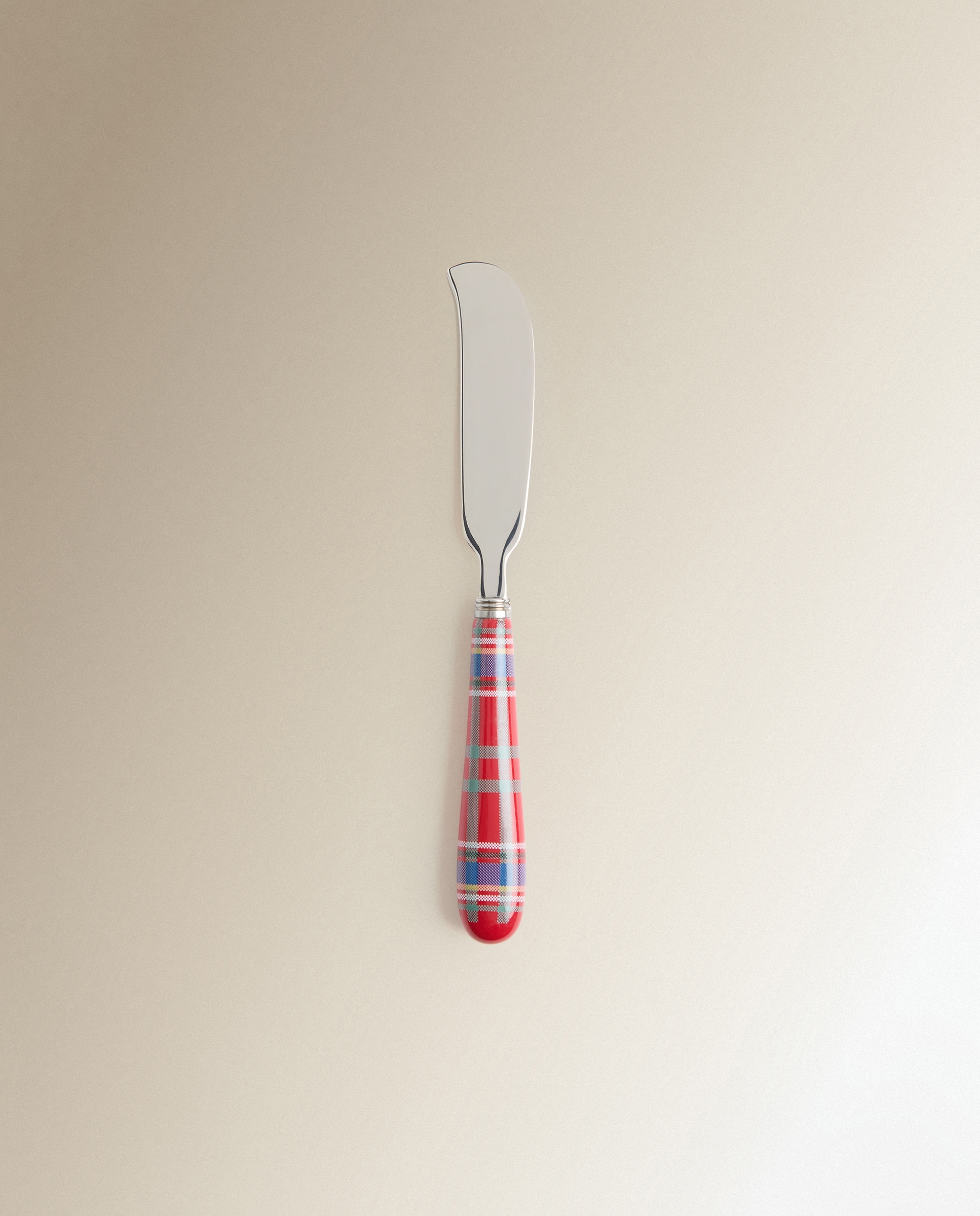 Conjunto de 4 Facas de Manteiga em Aço Inox. 18/10 e Cabo de Cerâmica Decorado Vermelho-3