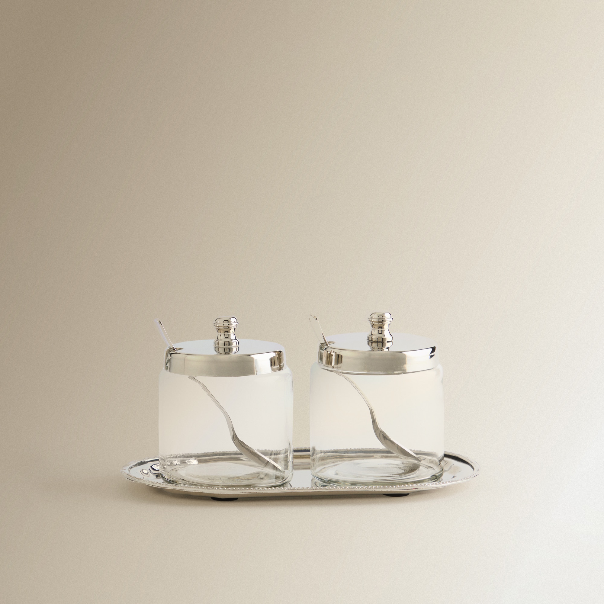 Conjunto de 2 Frascos de Vidro com Tampa de Cristal Arles Aço-1