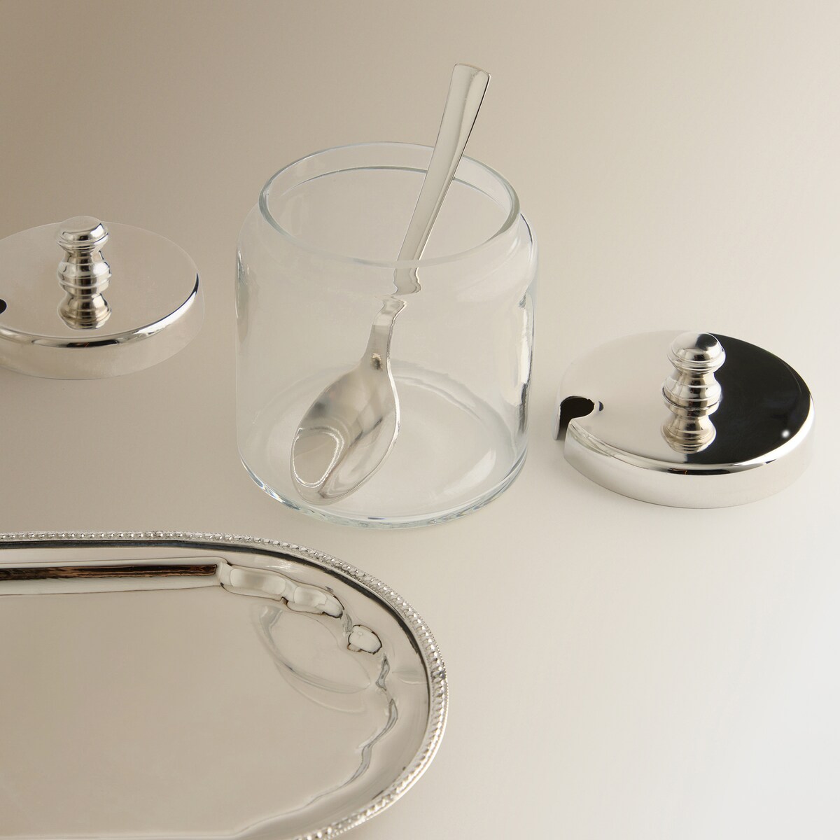 Conjunto de 2 Frascos de Vidro com Tampa de Cristal Arles Aço-2