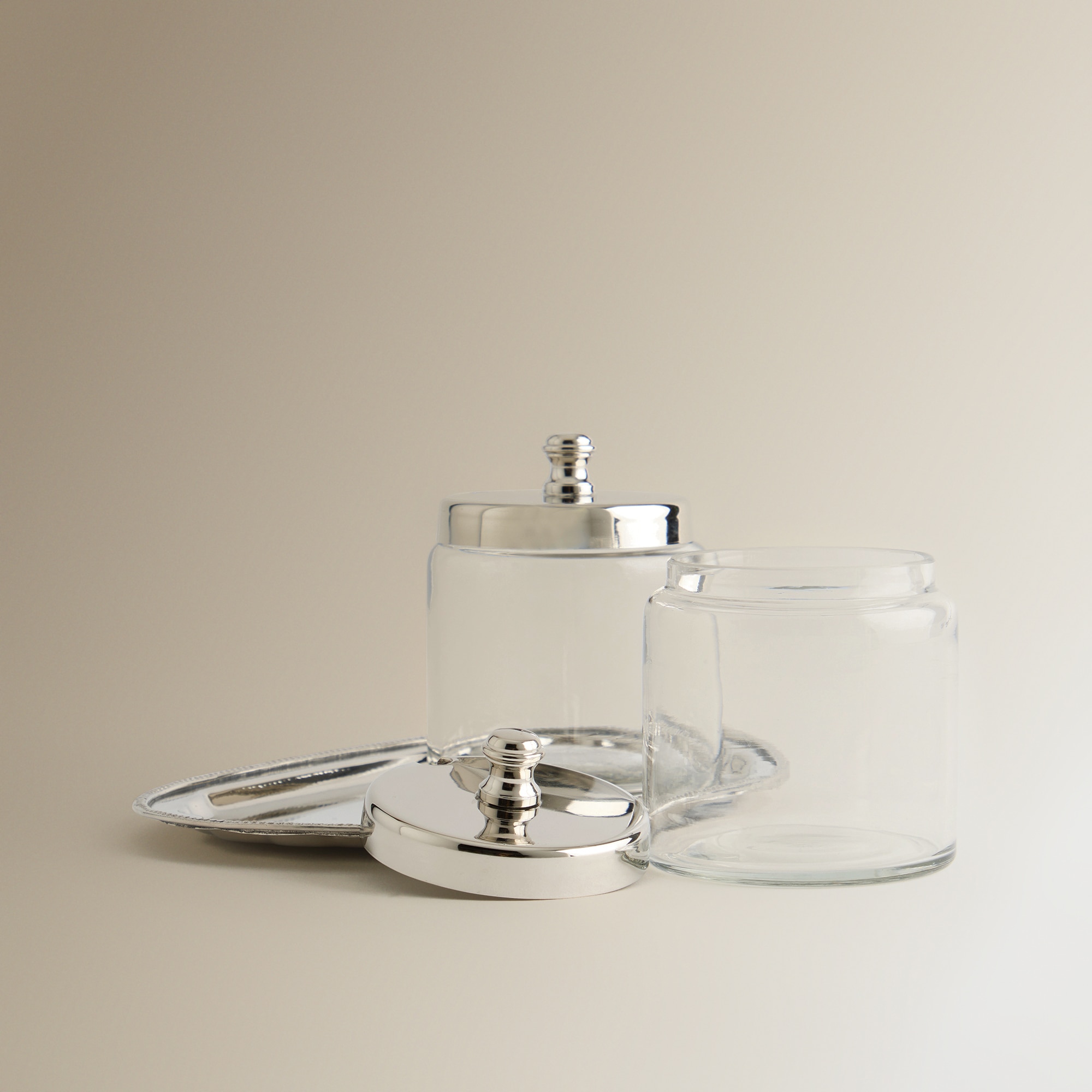 Conjunto de 2 Frascos de Vidro com Tampa de Cristal Arles Aço-3
