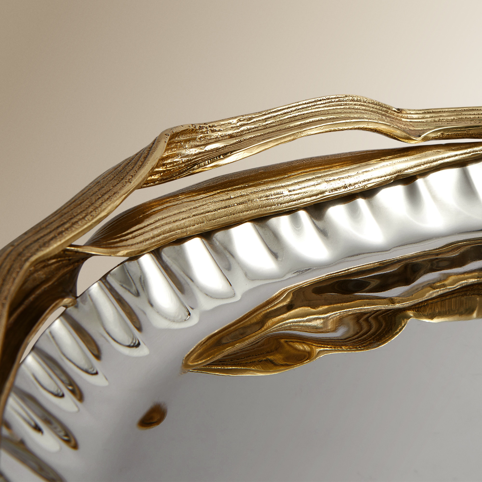 Tabuleiro Decorativo Oval Corn de Metal Prata-5