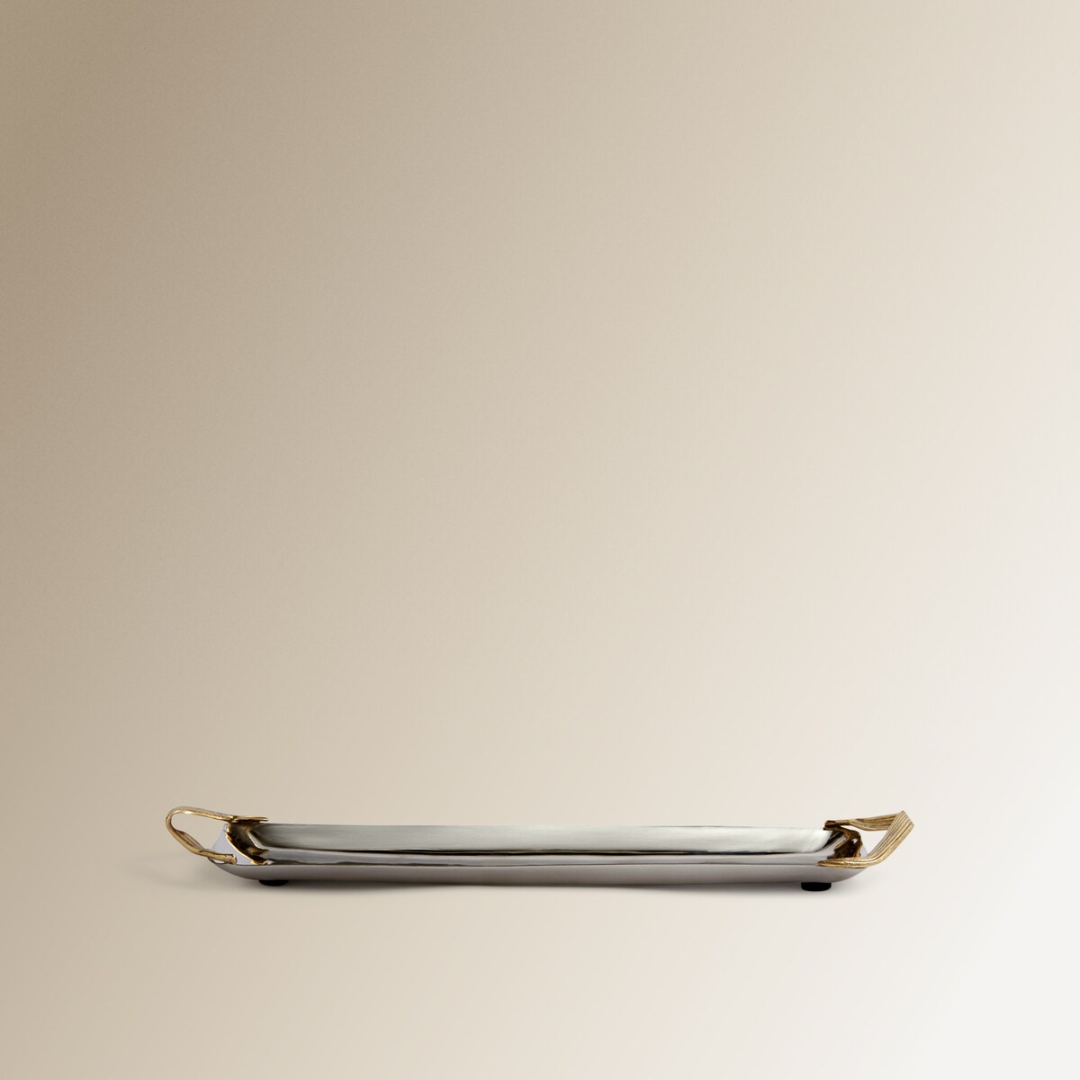 Bandeja de metal rectangular con asas Corn El Corte Inglés Plata-3