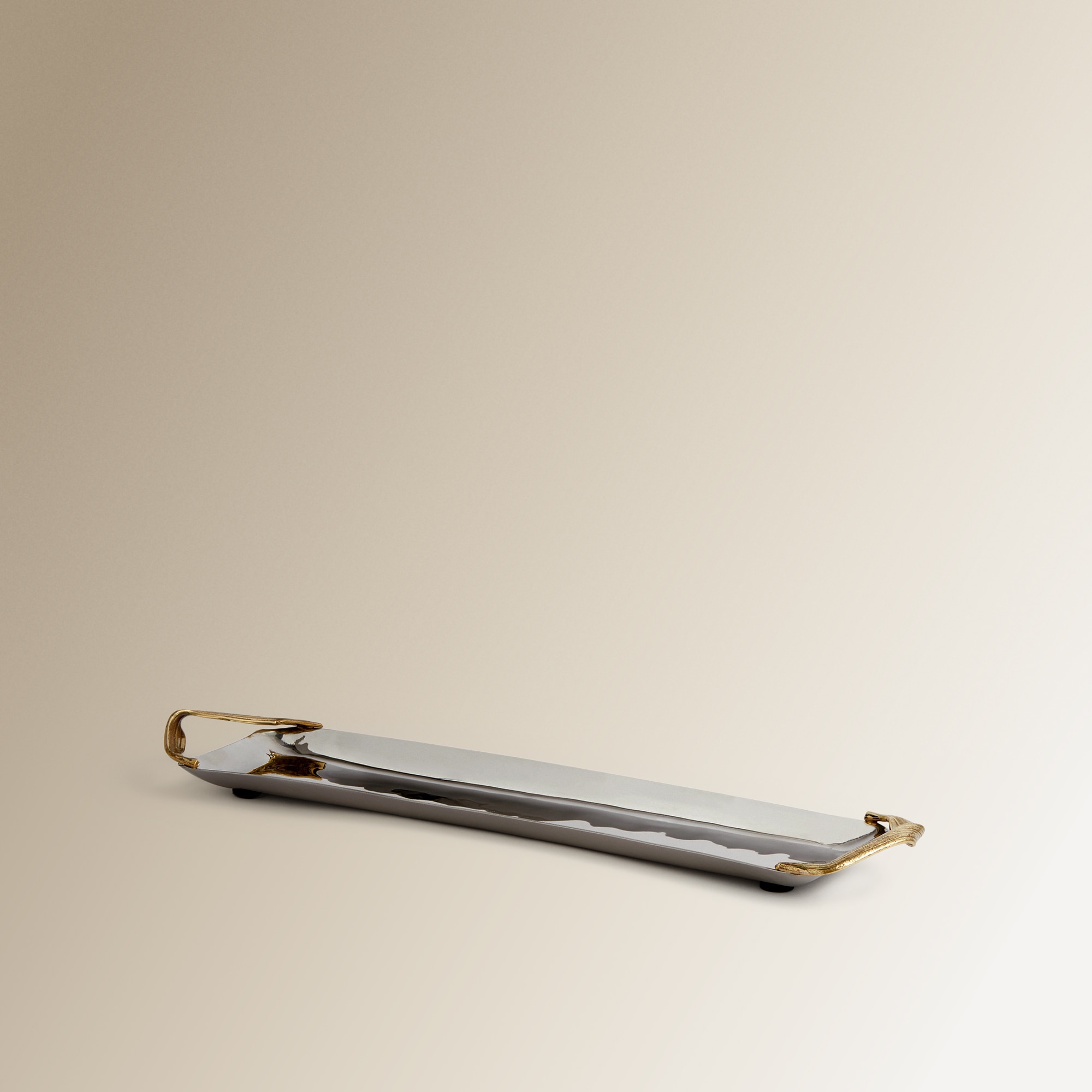 Bandeja de metal rectangular com asas Corn El Corte Inglés Prata-4