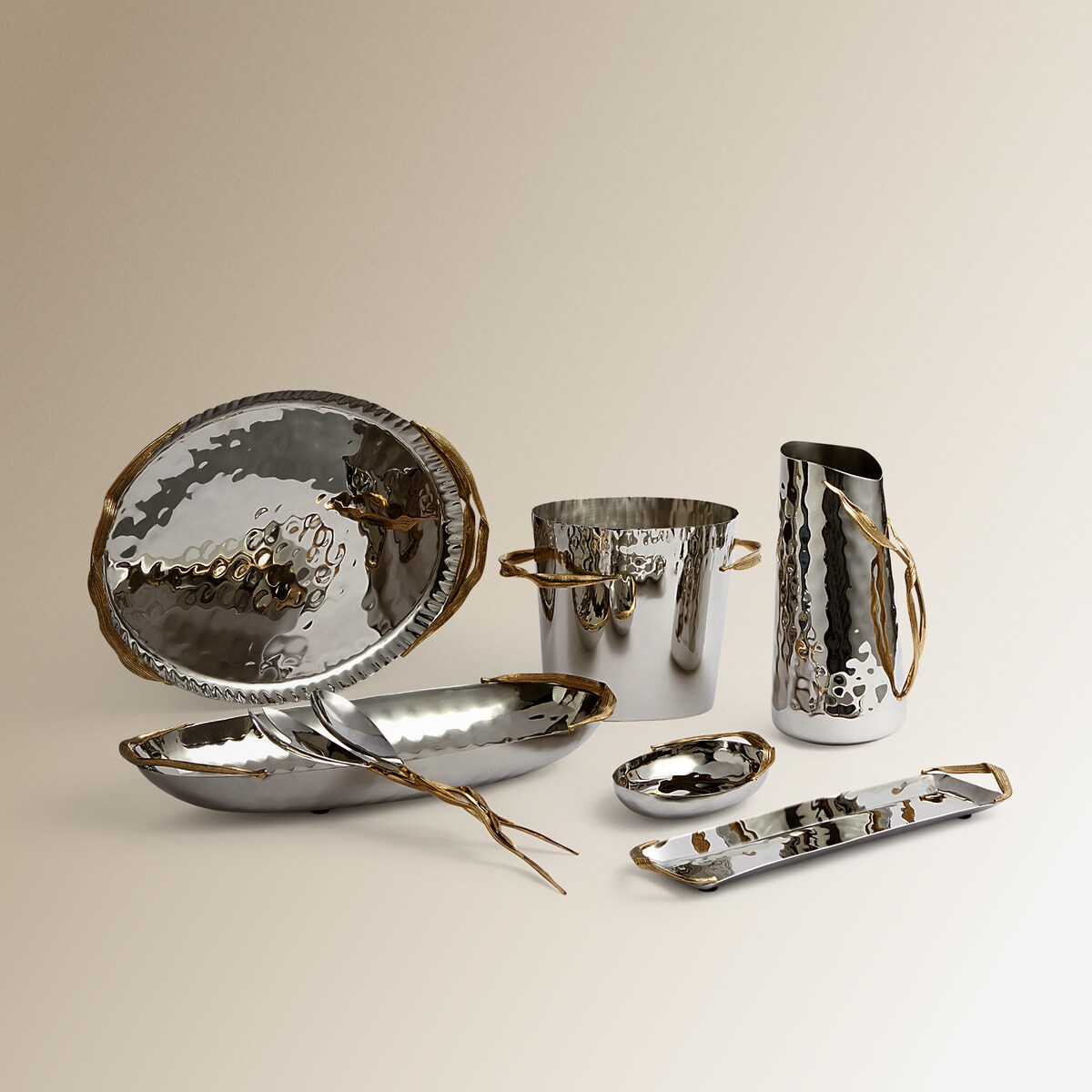 Bandeja de metal rectangular con asas Corn El Corte Inglés Plata-6