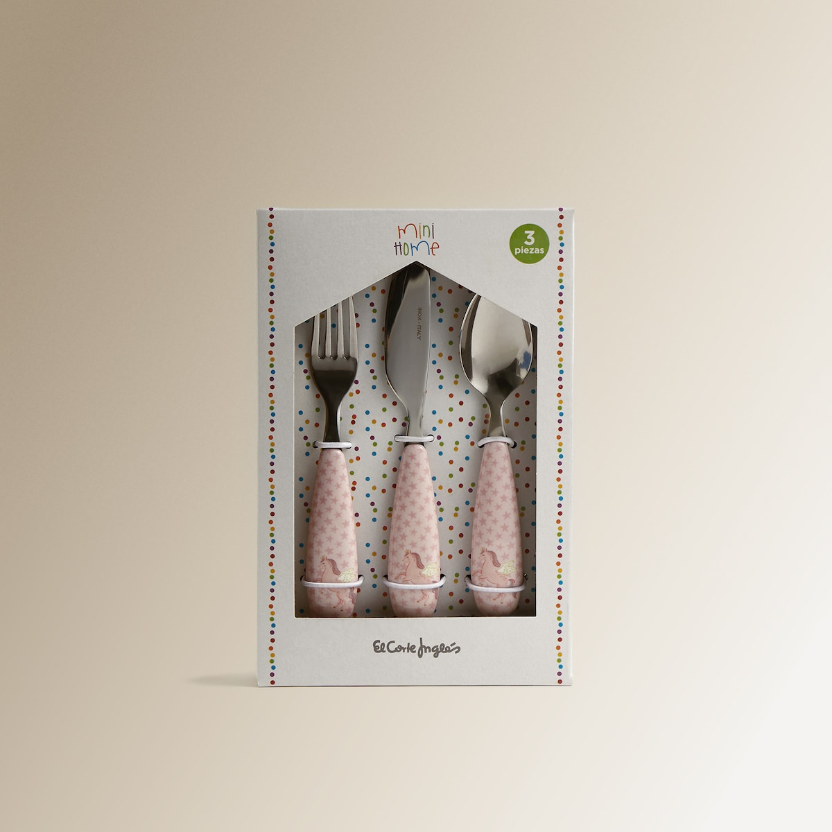 Conjunto Infantil de 3 Talheres Unicórnios Modelos Sortidos Mini Home Metálico-5