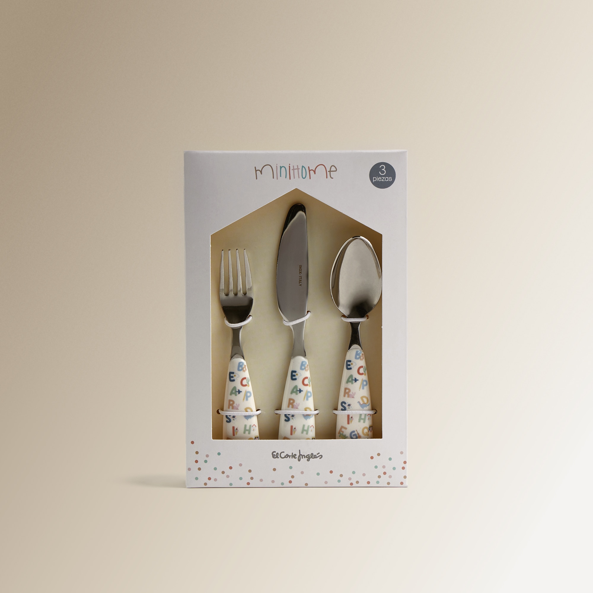Conjunto Infantil de 3 Talheres ABC Modelos Sortidos Mini Home Metálico-5