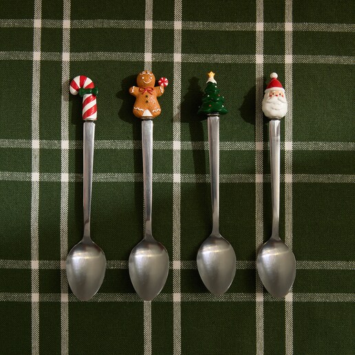 Juego de 4 cucharas de postre Papa Noel Navidad