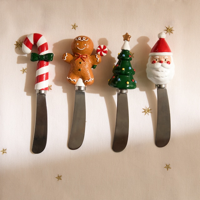 Imagem 0 de Conjunto de 4 Facas de Manteiga Pai Natal