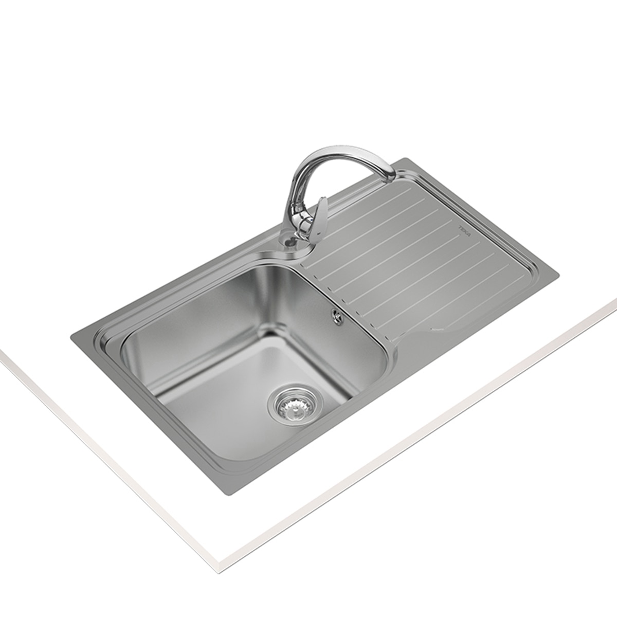 Fregadero de inoxidable con seno y escurridor reversible Classic Teka - Acero Acero-2