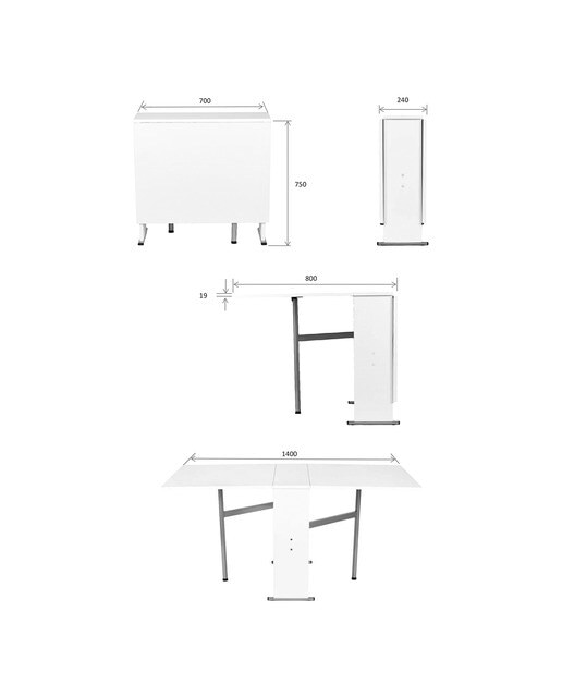 Mesa de cozinha desdobrável Flap El Corte Inglés Branco-5
