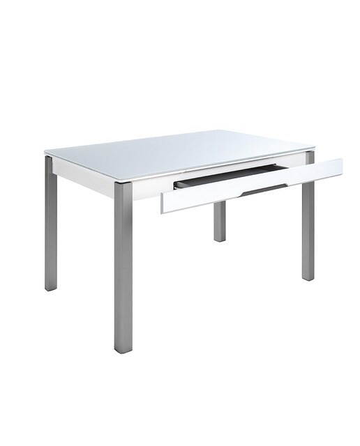 Mesa Extensível de Vidro Freed Alumínio / Branco-3