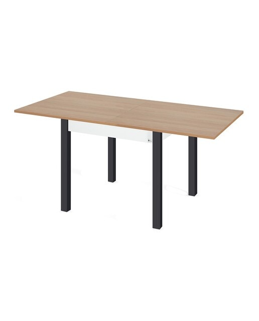 Imagen 2 de Mesa extensible con pata gris Dima - Negro / Natural Negro / Natural