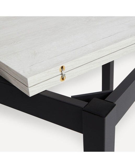 Mesa Extensível Bob Preto/Carvalho Branqueado-6