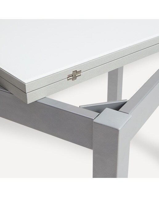 Mesa Extensível de Vidro Bob Alumínio / Branco-6