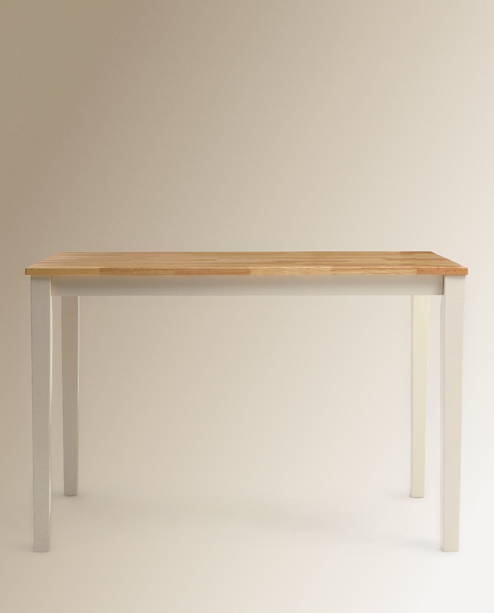 Mesa de Madeira de hévea Dover Branco / Natural-2